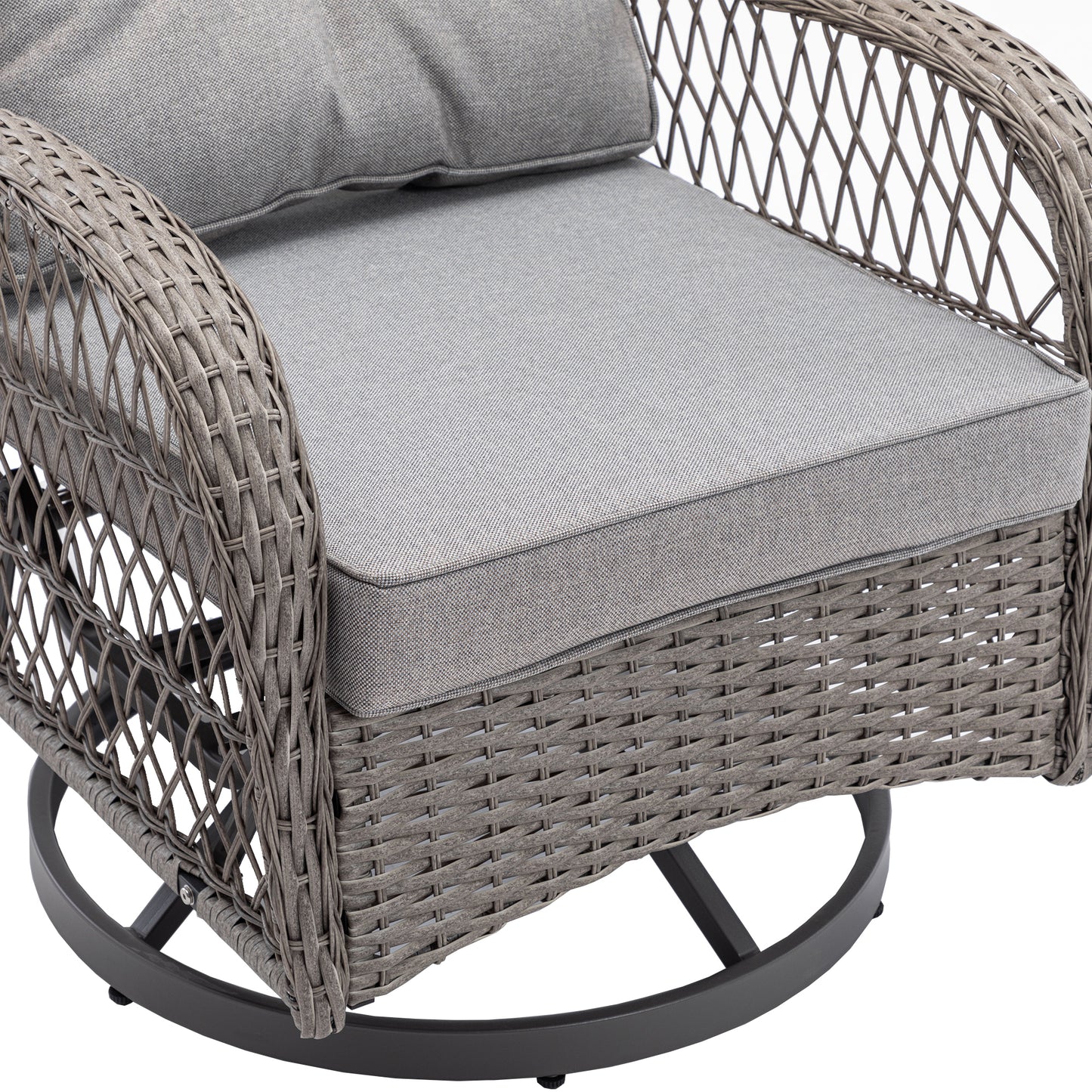 3 Pieces Outdoor Patio Chairs, 360 Degree Rocking