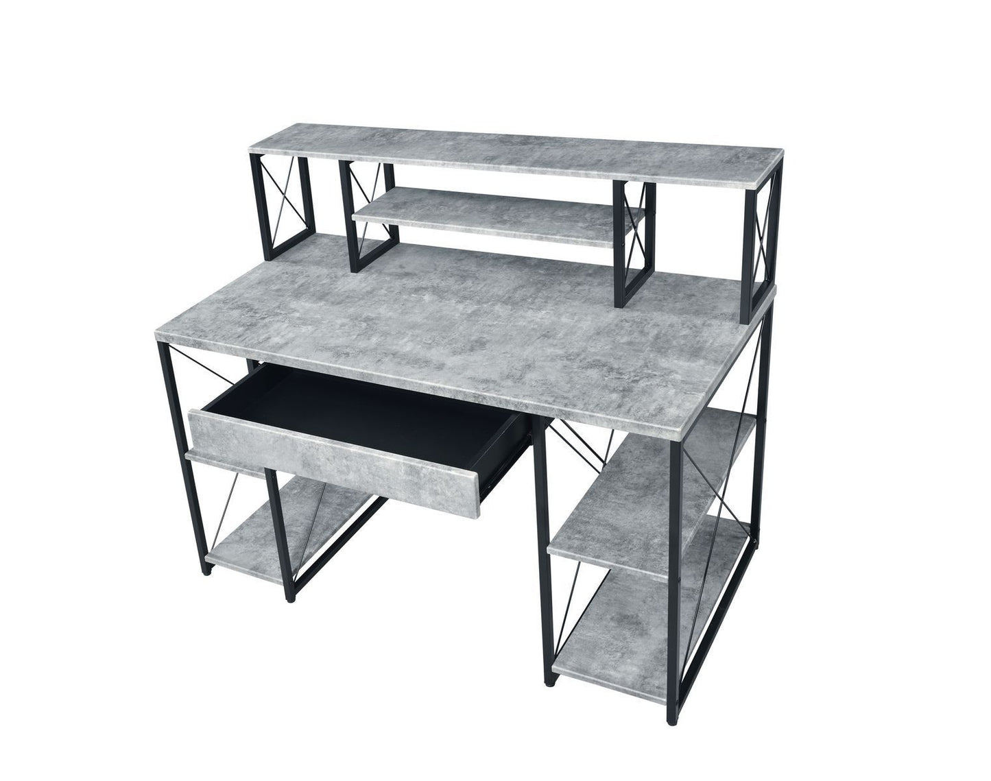ACME Amiel Desk, Faux Concrete & Black