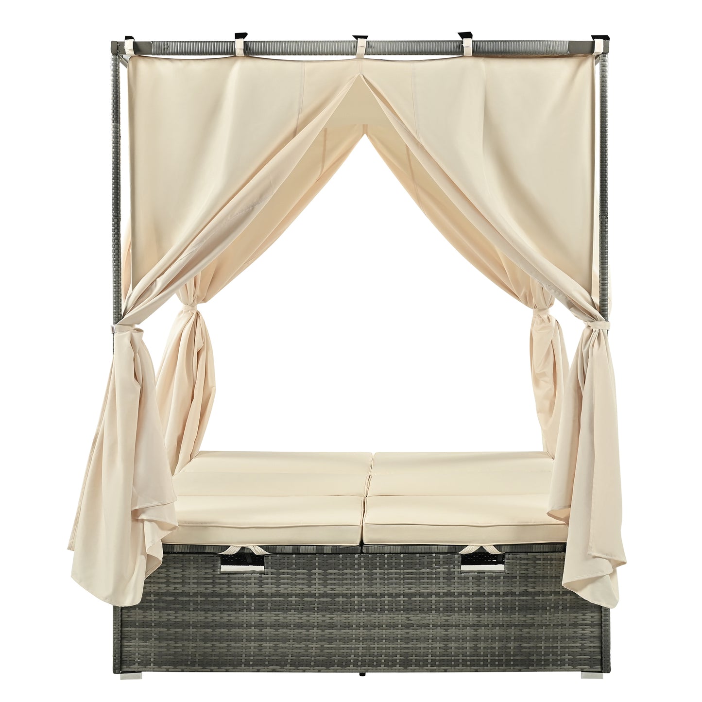 U_Style Adjustable Sun Bed With Curtain, High Comfort