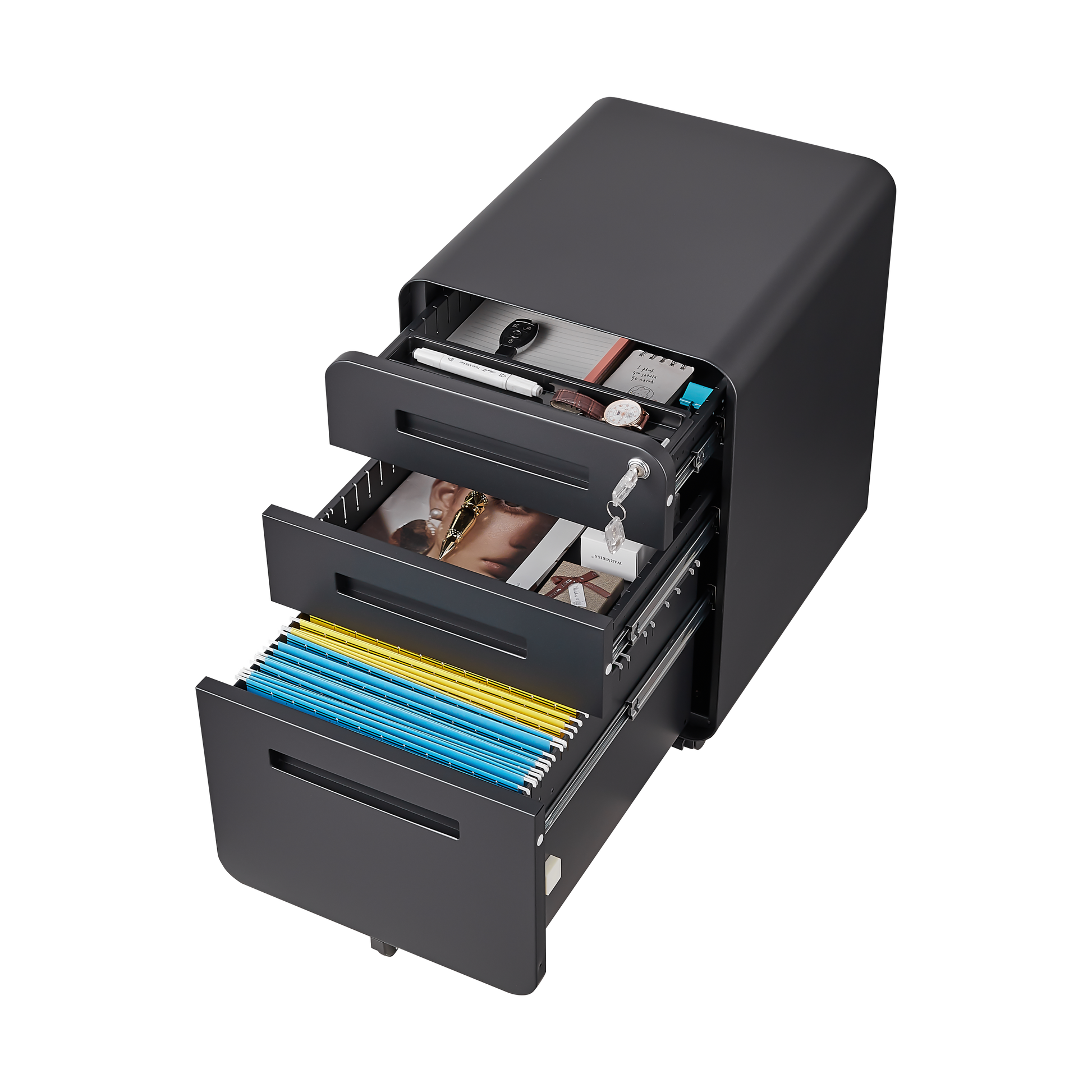 3 Drawer Mobile File Cabinet Under Desk Office