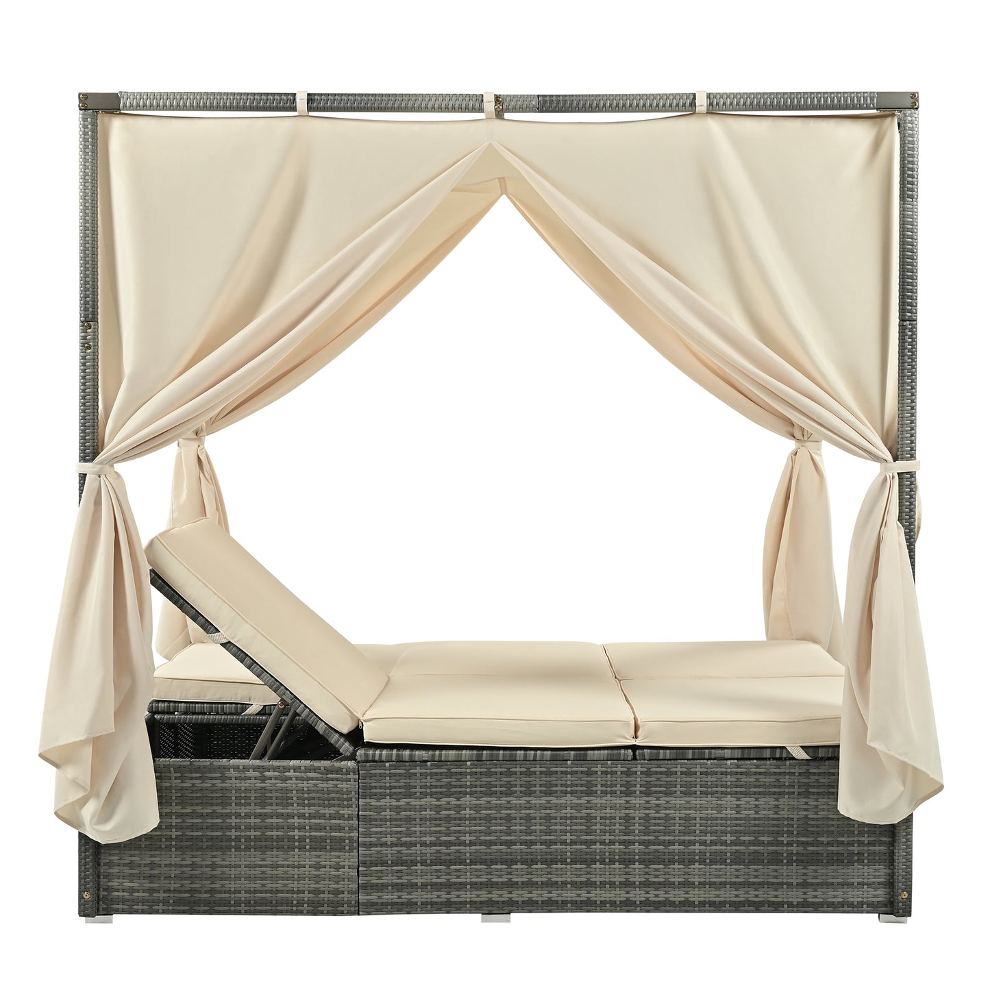 U_Style Adjustable Sun Bed With Curtain, High Comfort