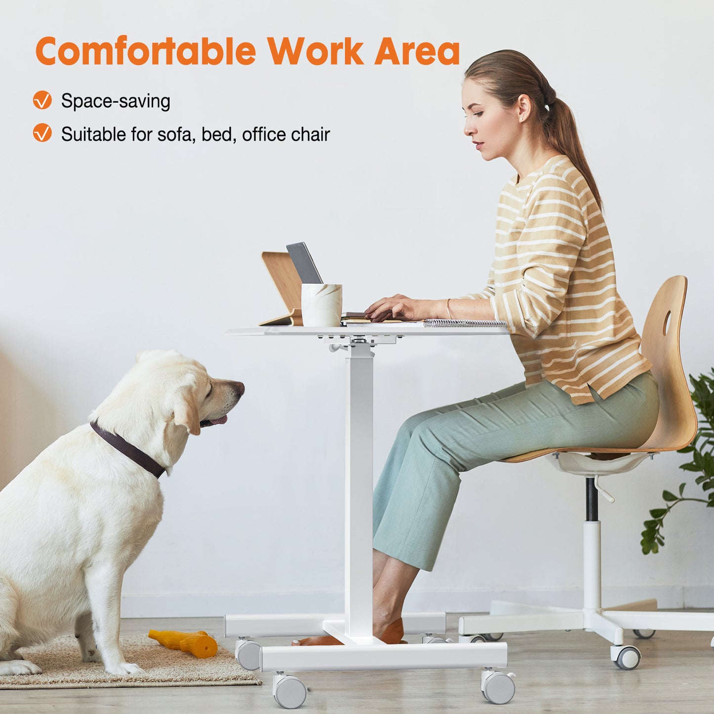 Mobile Rolling Standing Rolling Desk Laptop Computer Cart for Home
