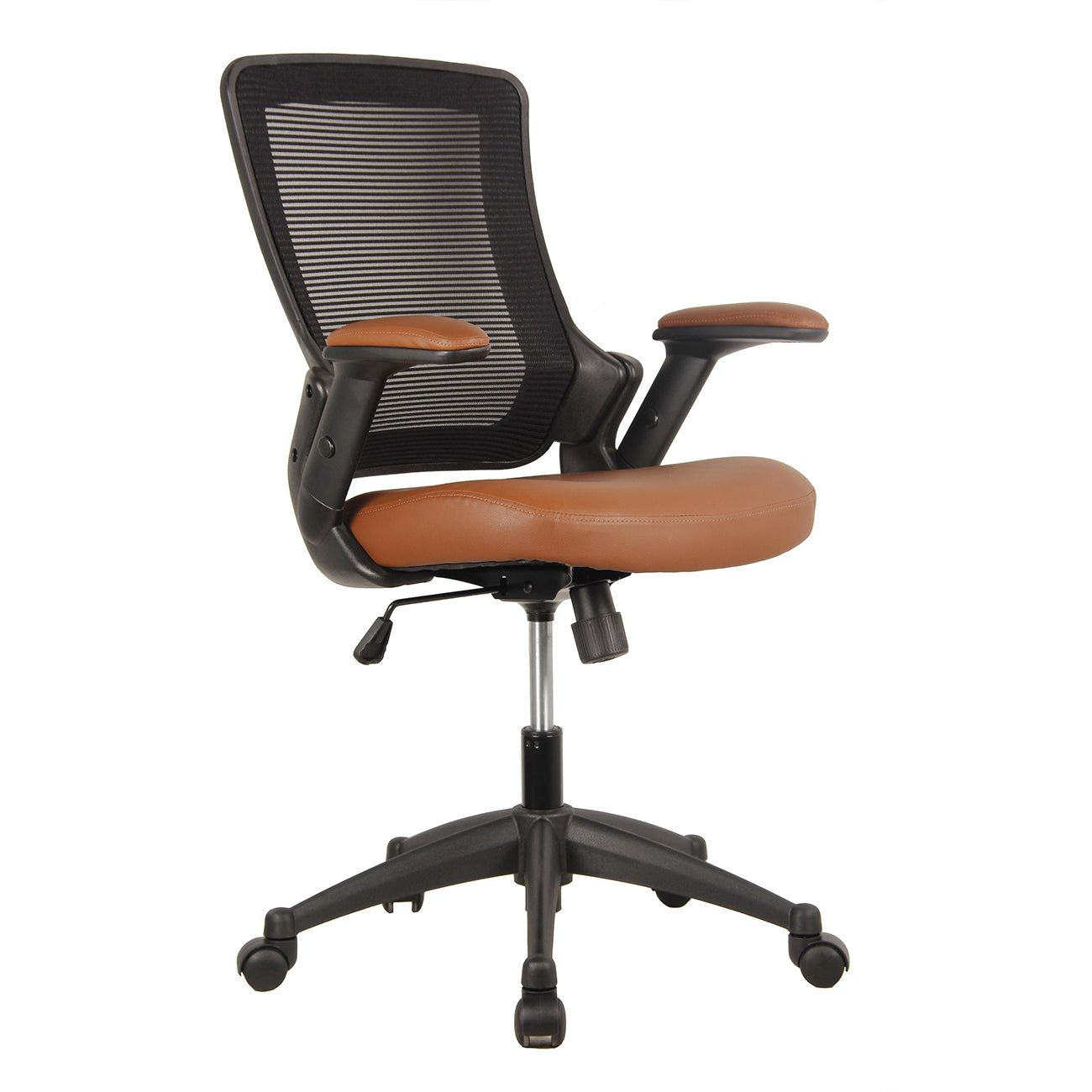 Mesh Task Office Chair with Height Adjustable Arms, Brown