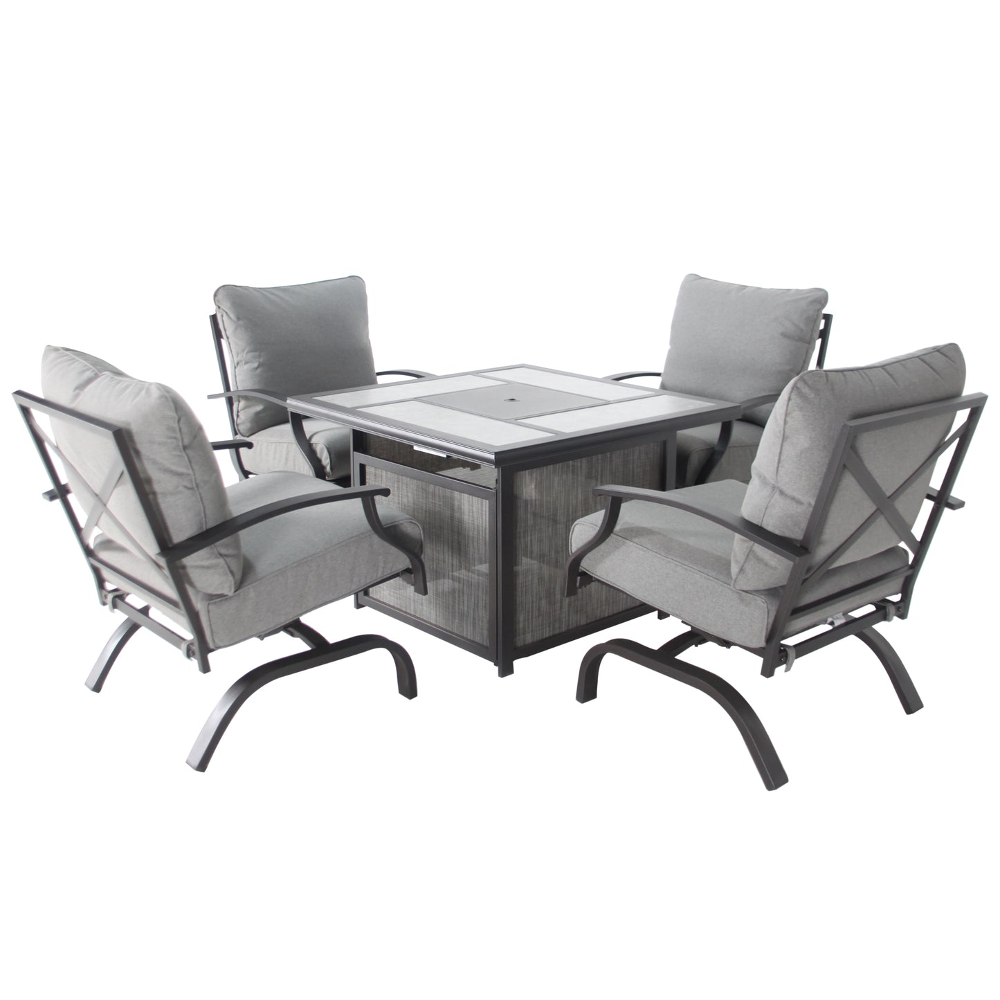 Fire Pit Table with Rocking Chair,4 - Person Outdoor Seating
