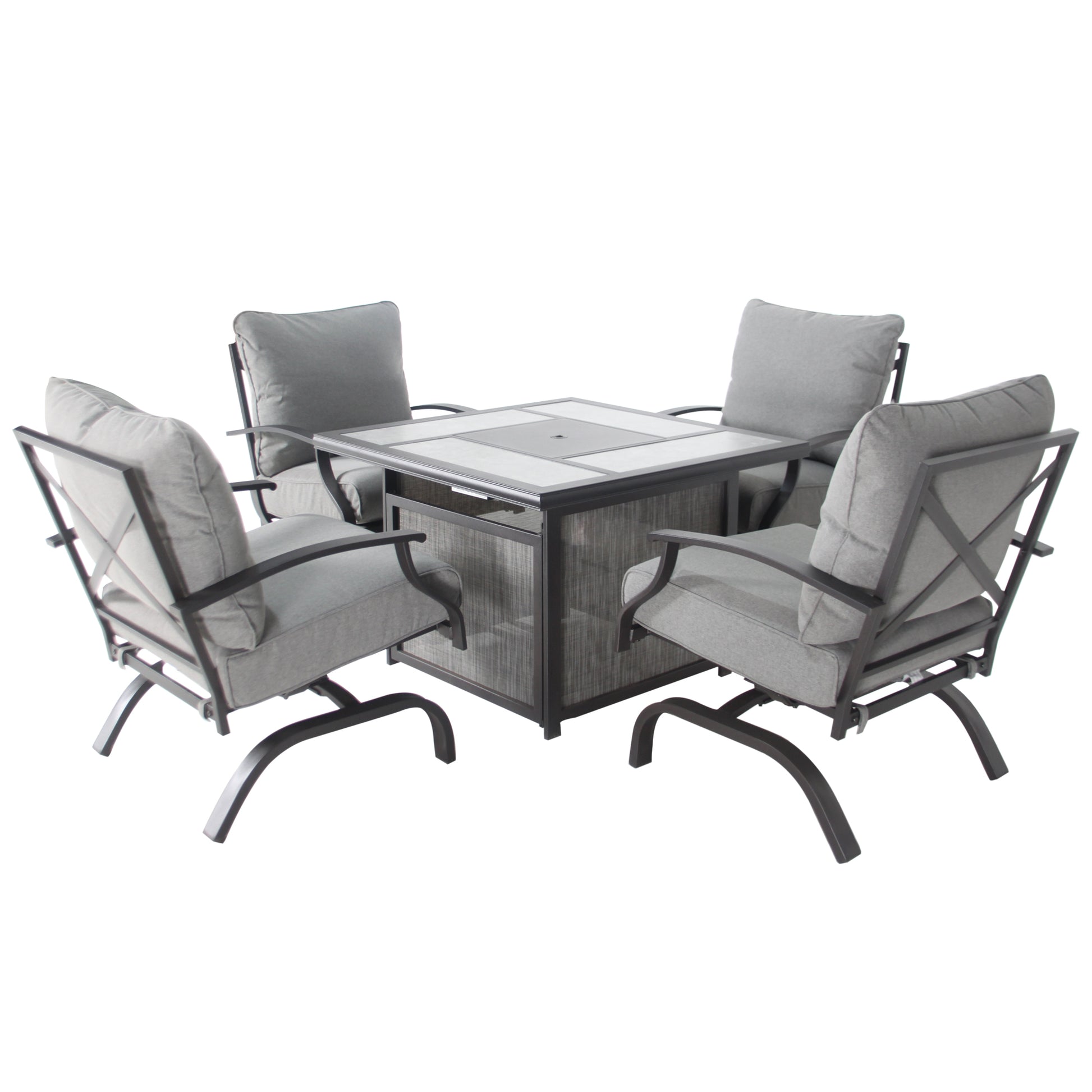 Fire Pit Table with Rocking Chair,4 - Person Outdoor Seating
