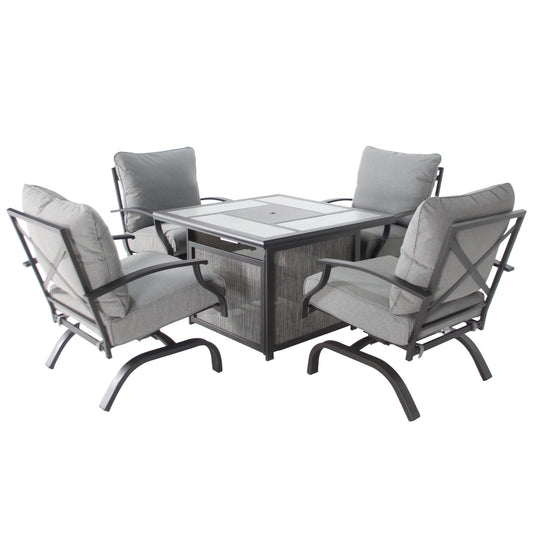 Fire Pit Table with Rocking Chair,4 - Person Outdoor Seating