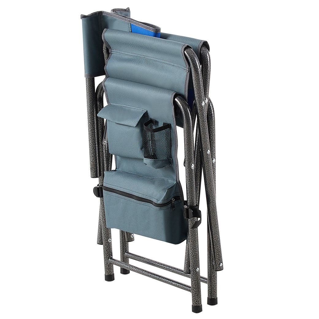 2-piece Padded Folding Outdoor Chair with Storage Pockets