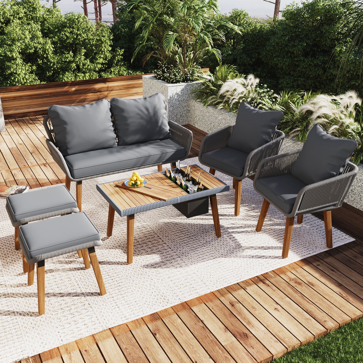 6-Piece Patio Outdoor Furniture, Bar Table