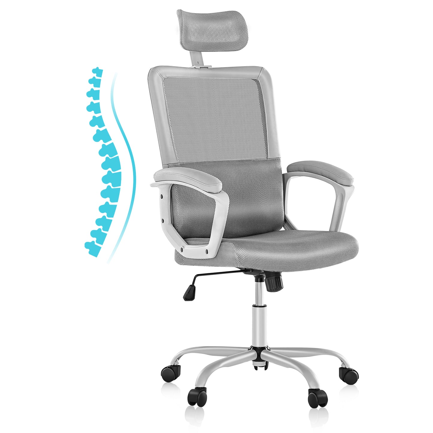 Ergonomic Office Gaming Chair, Adjustable Headrest, Lumbar Support