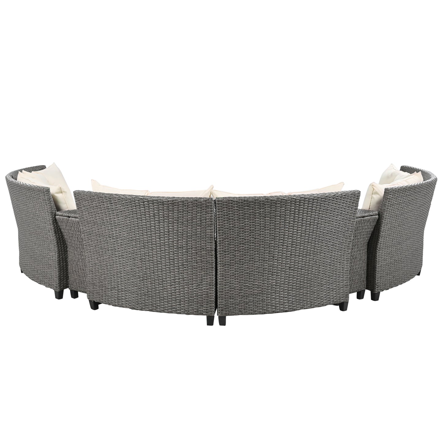 U_Style 6 - Person Fan-shaped Rattan Suit, Table,