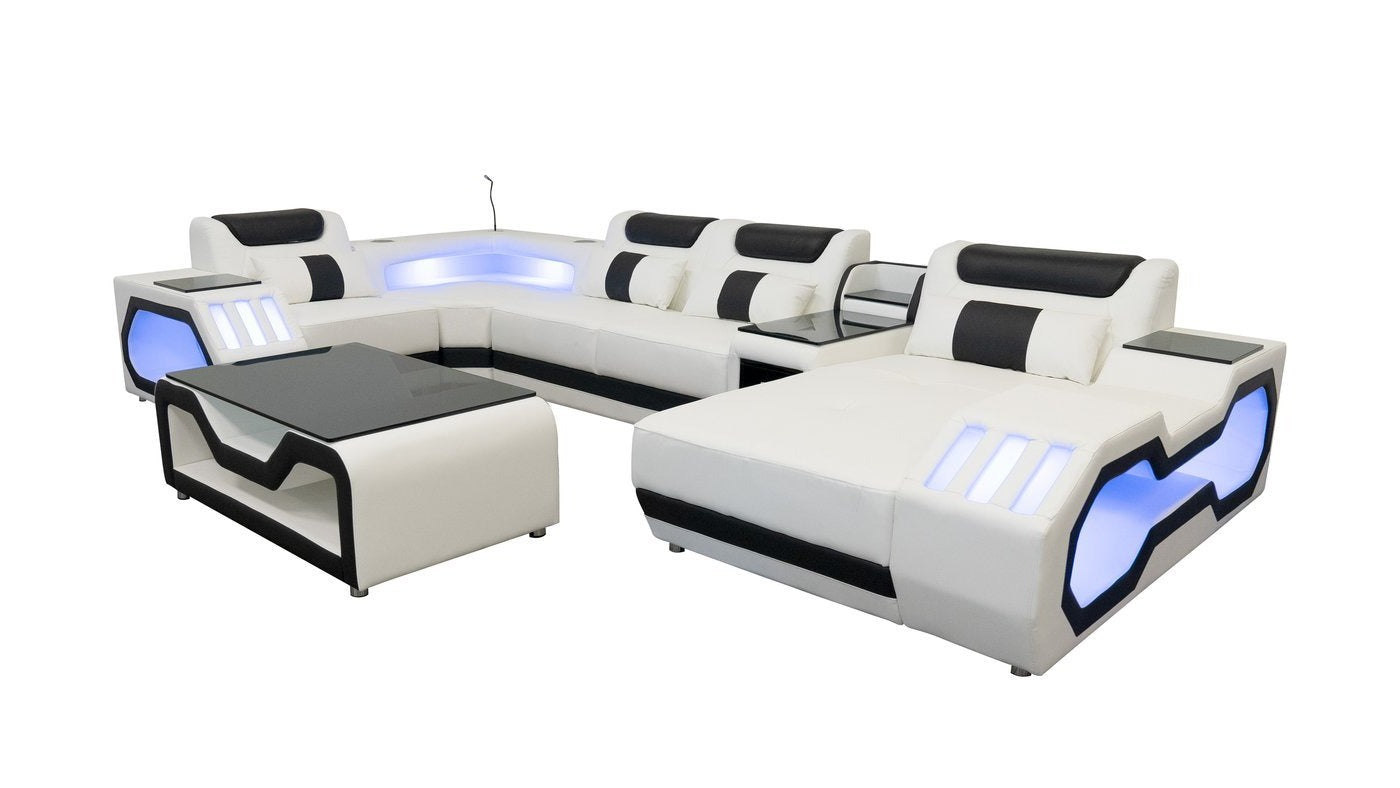 Modern Leather Sectional with Console