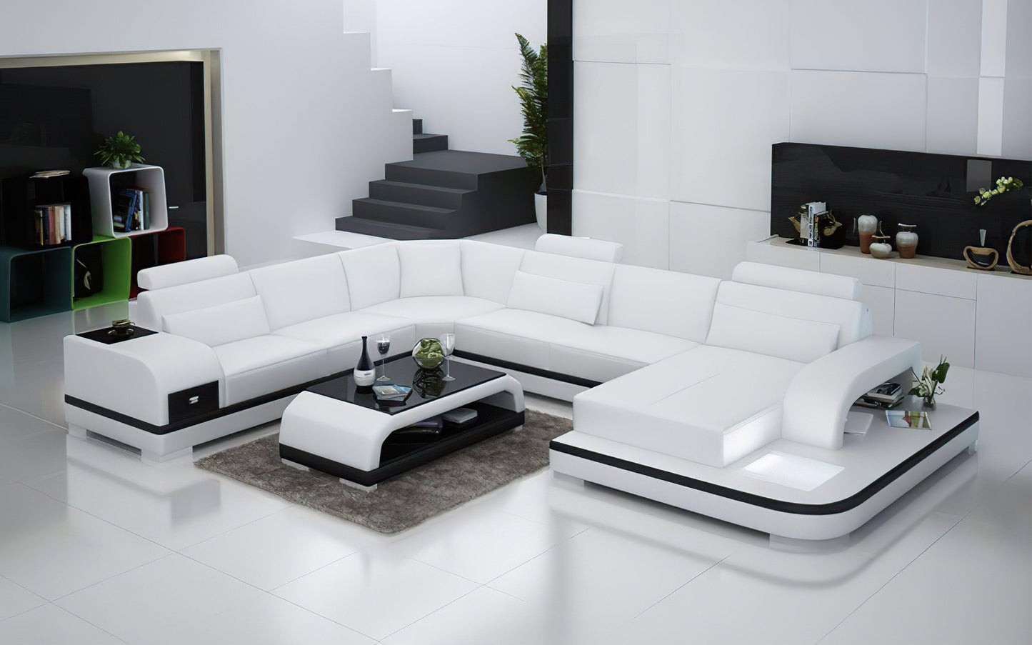 Leather Sectional with LED Lights