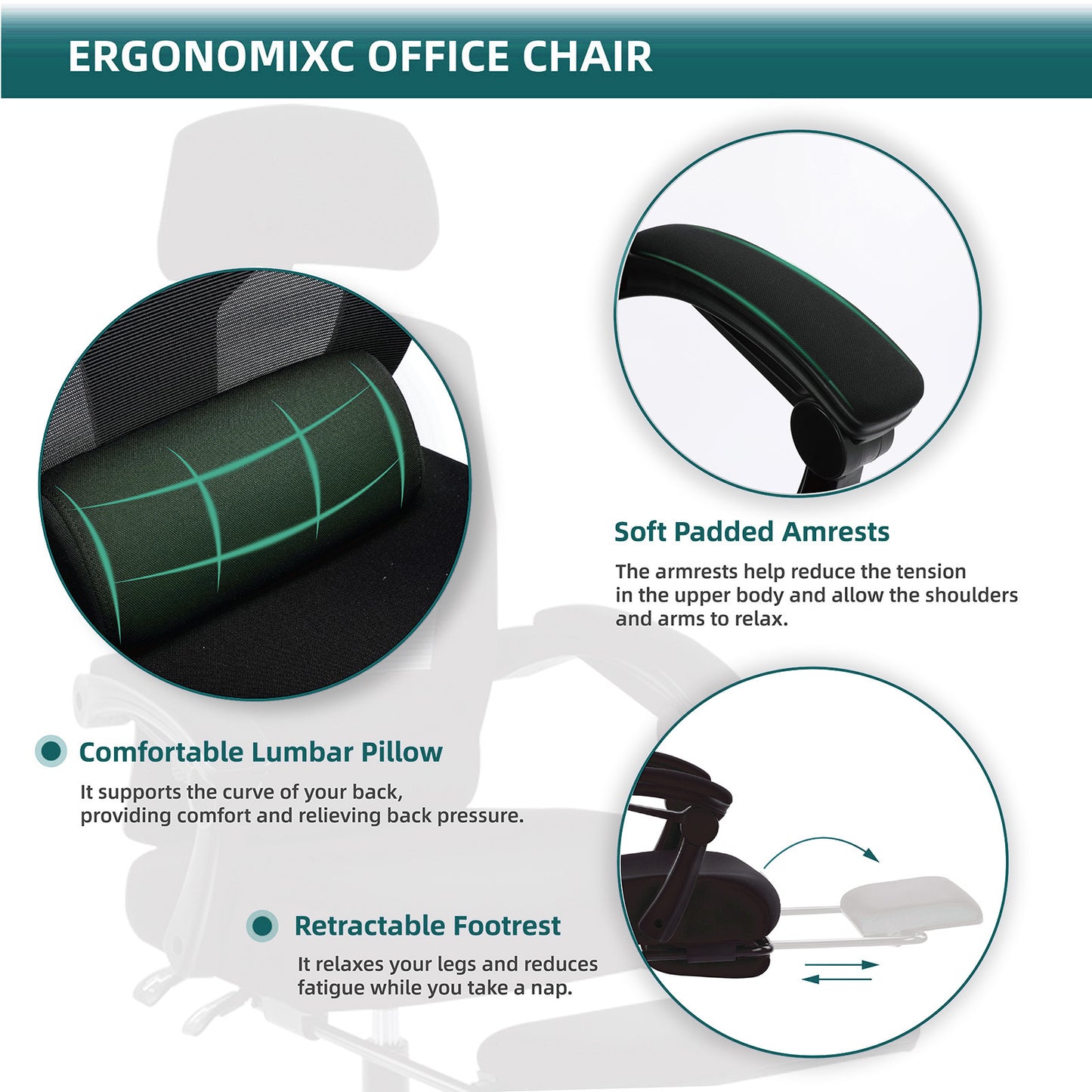 Ergonomic Office Chair Lumbar Support Pillow Computer Desk Chair