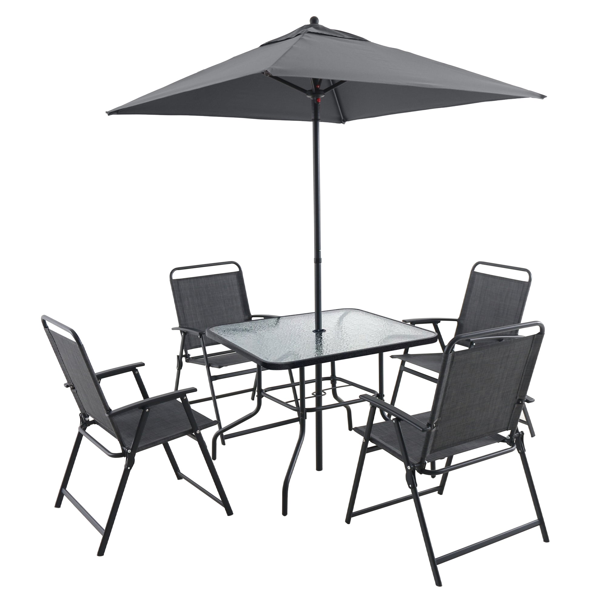 Outdoor Patio Dining Set for 4 People, Table and Chair Set, Umbrella