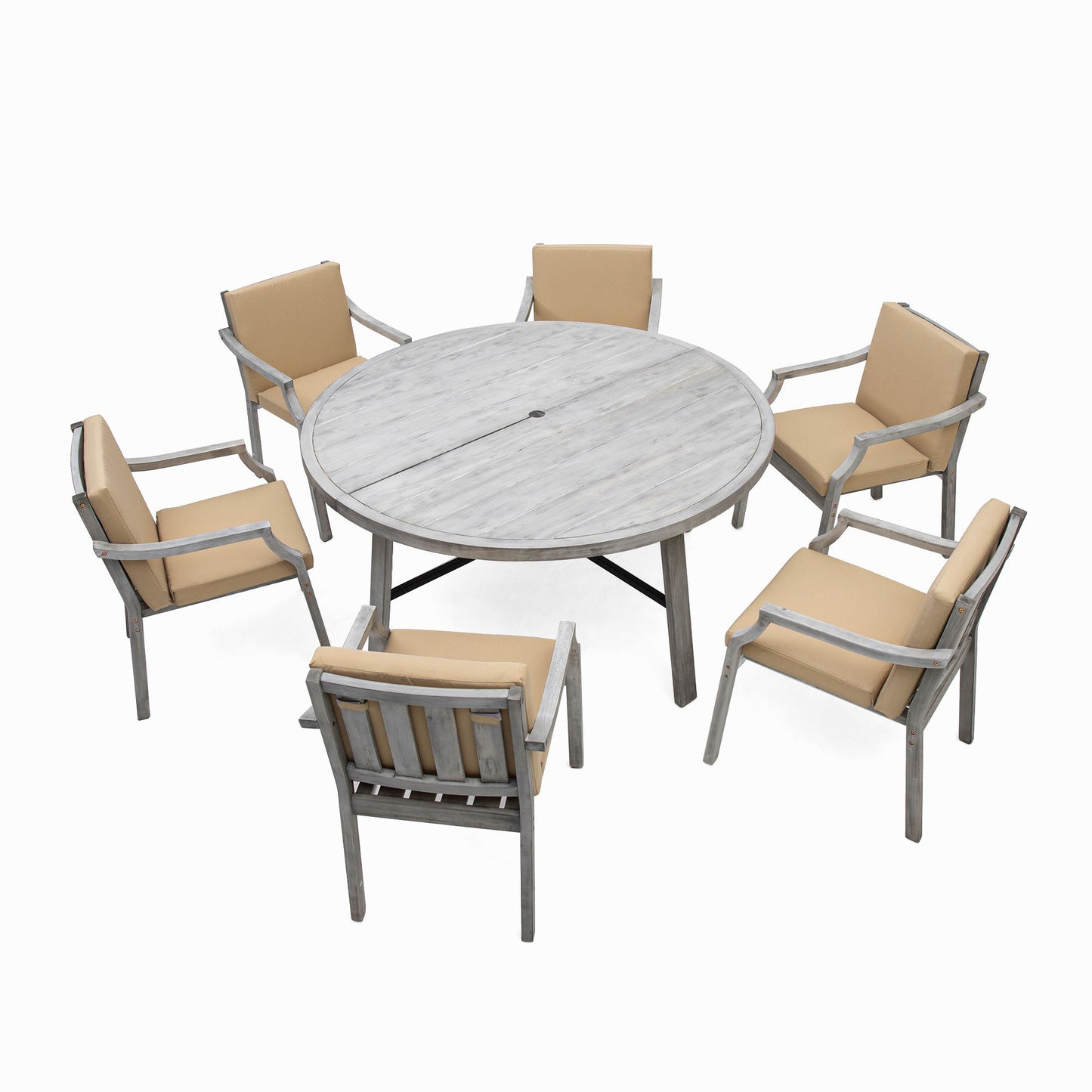 Outdoor Dinning Set 6-Person Outdoor, Umbrella Removable Cushions