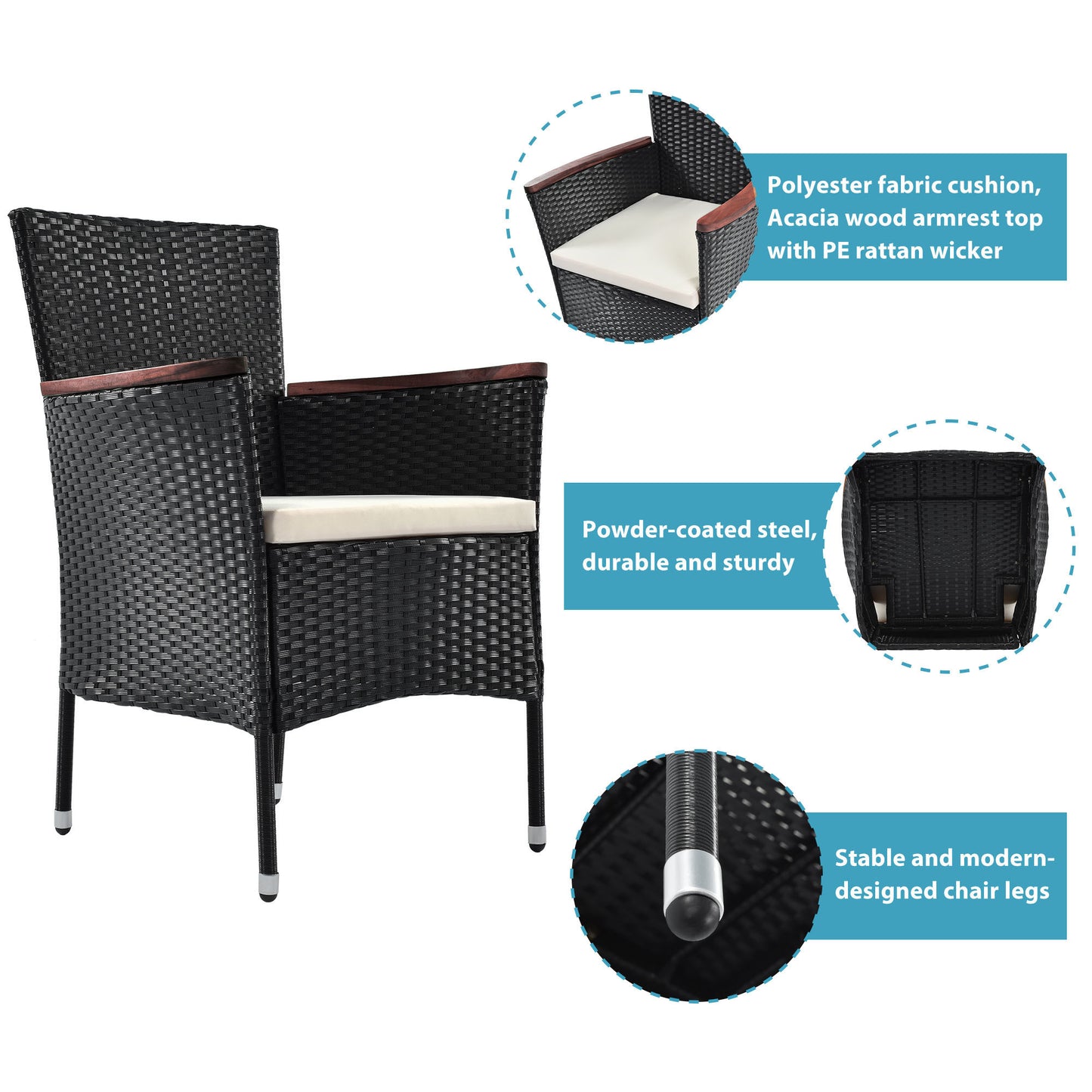 7-Piece Outdoor Patio Dining Set, Dining Table, Chairs