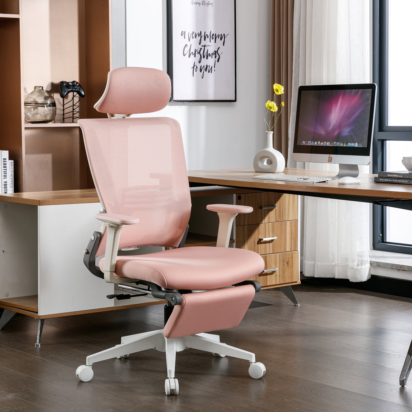 High Back Office Chair tilt function, pink