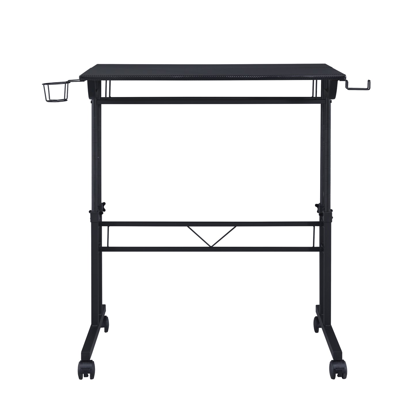 Techni Mobili Rolling Desk with Height Adjustable, Moveable Shelf