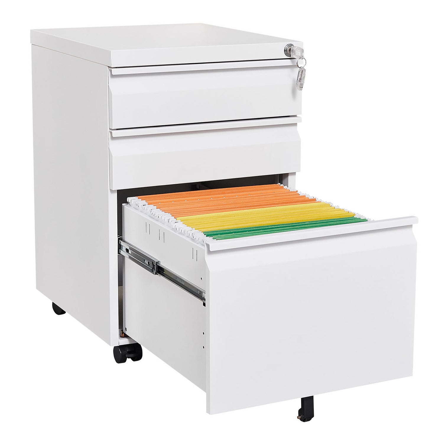 3-Drawer Mobile File Cabinet with Lock, Office Storage