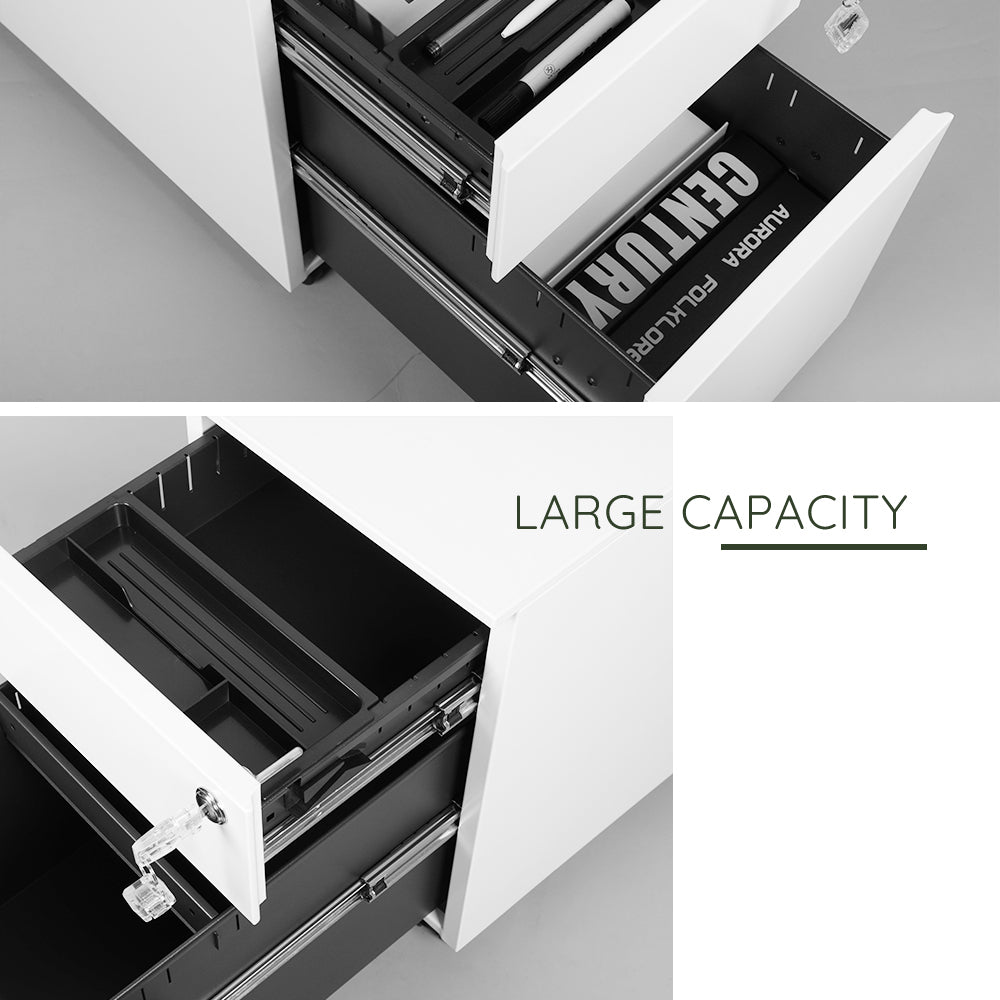 2 Drawer Mobile File Cabinet with Lock Metal Filing Cabinet
