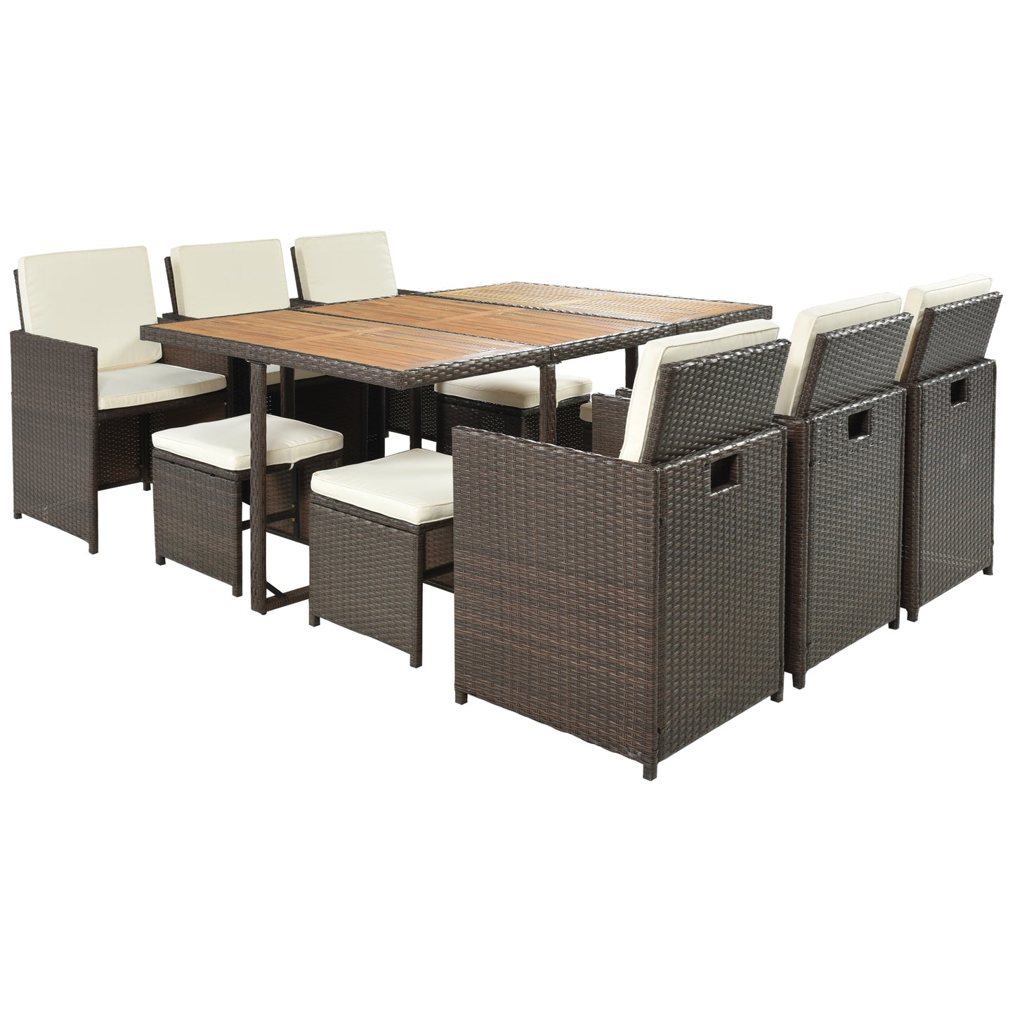 11-Piece Patio All-Weather P Dining Table Set Tabletop