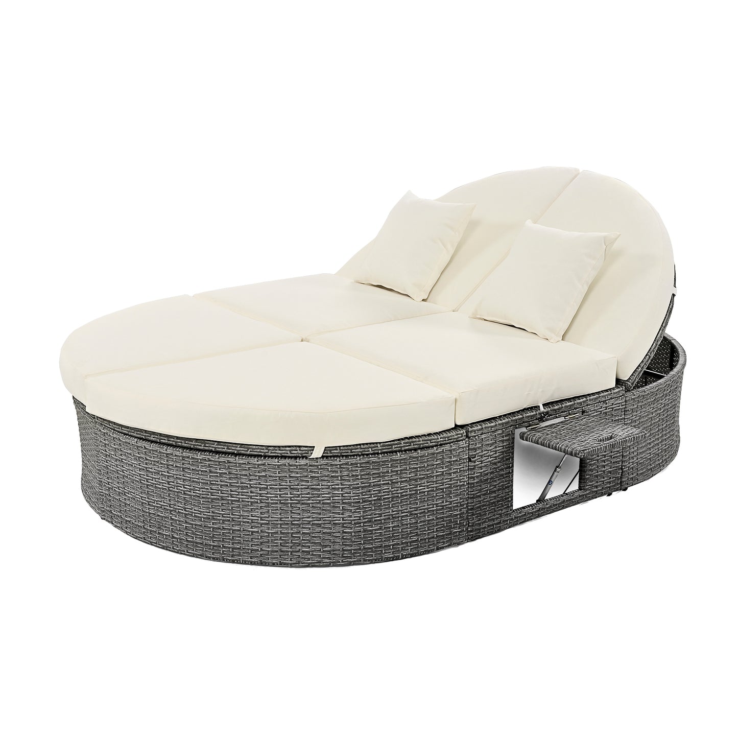 Outdoor Sun Bed Patio 2-Person Daybed, Cushions, Pillows