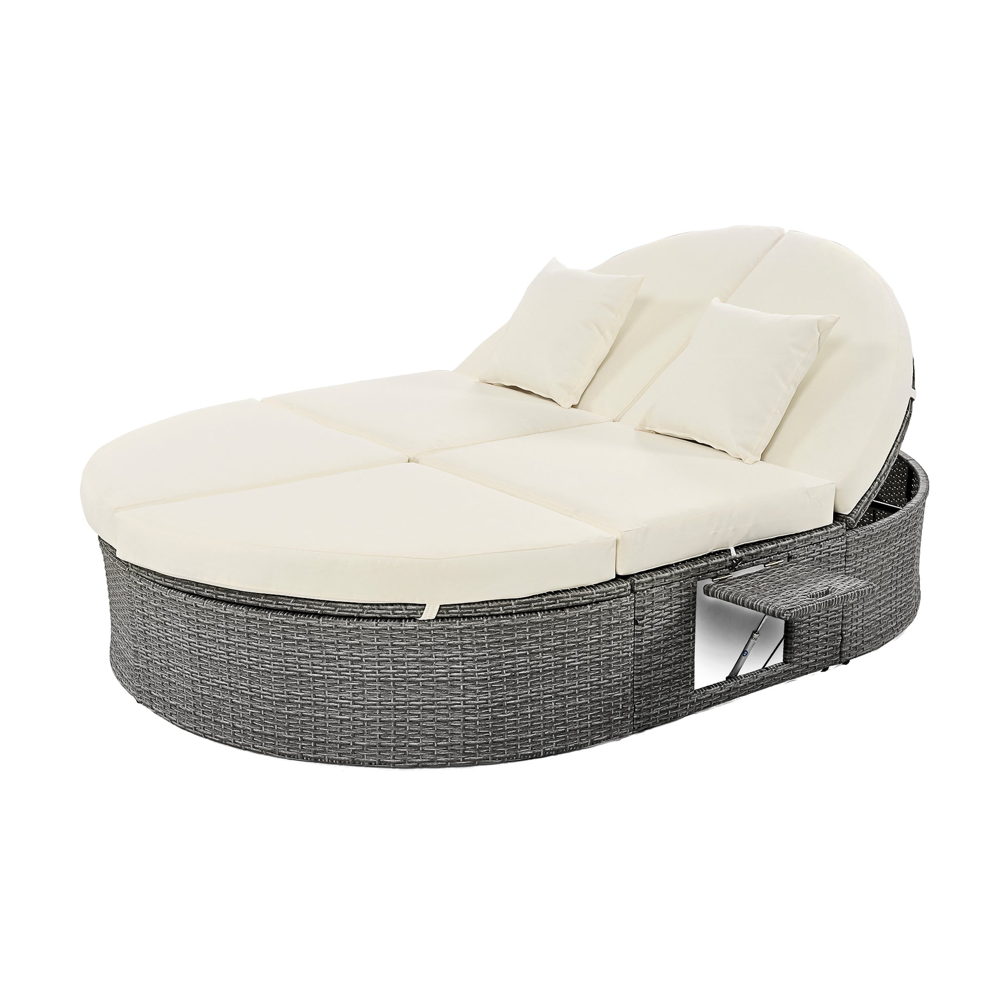 Outdoor Sun Bed Patio 2-Person Daybed, Cushions, Pillows