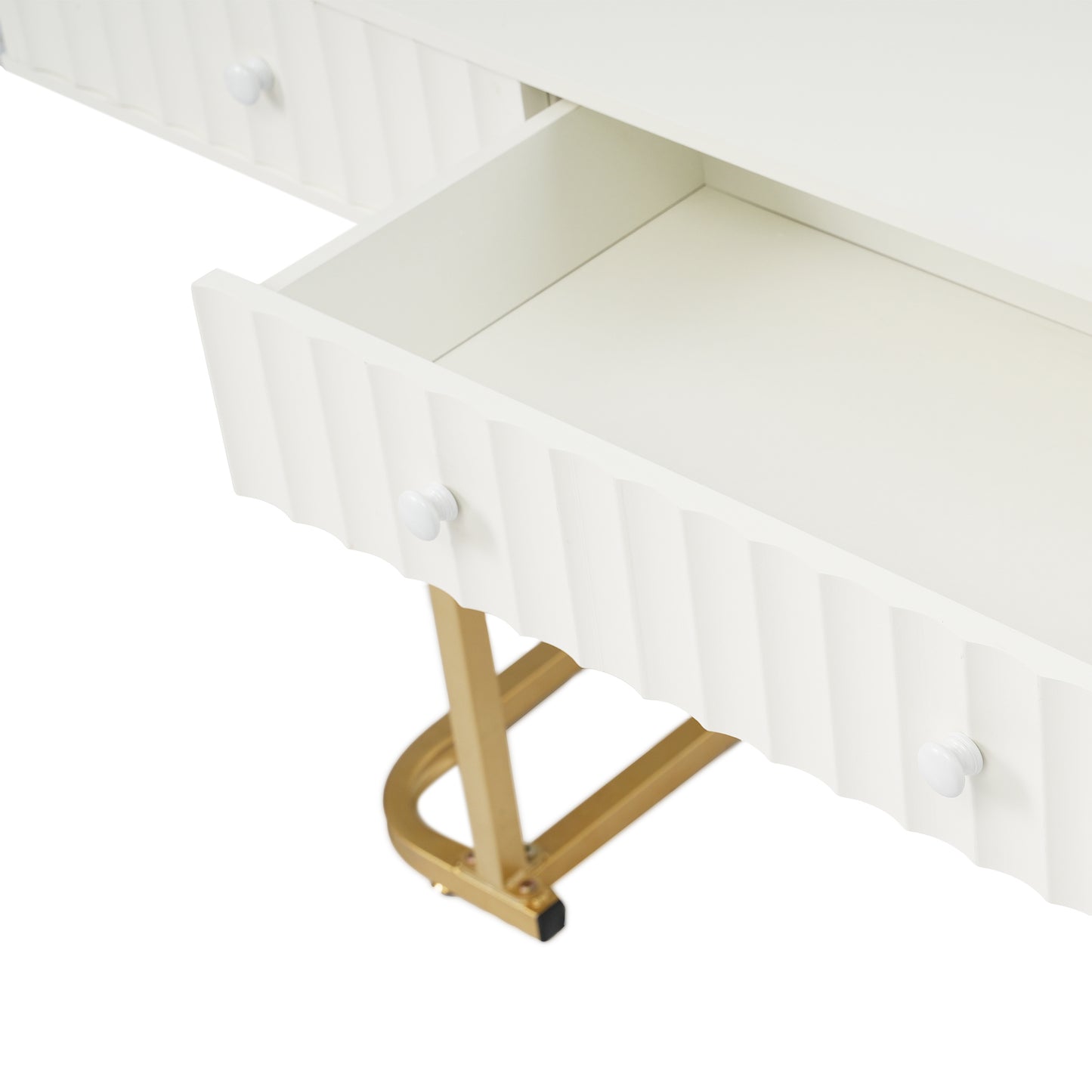 Executive Curved Office Desk, Waveform Fluted Panel Design