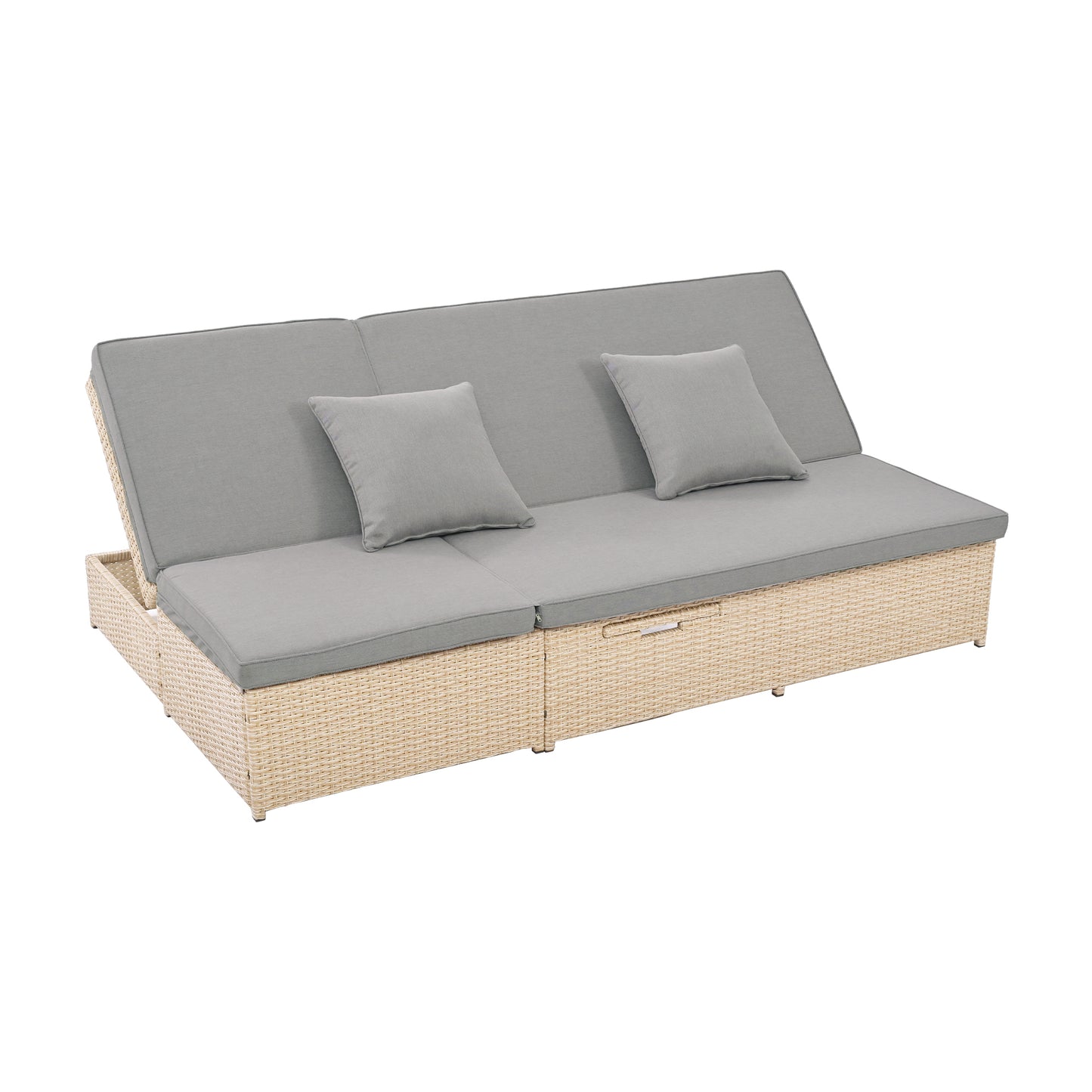 Outdoor Double Patio, Reclining Chairs, Adjustable Backrest Seat