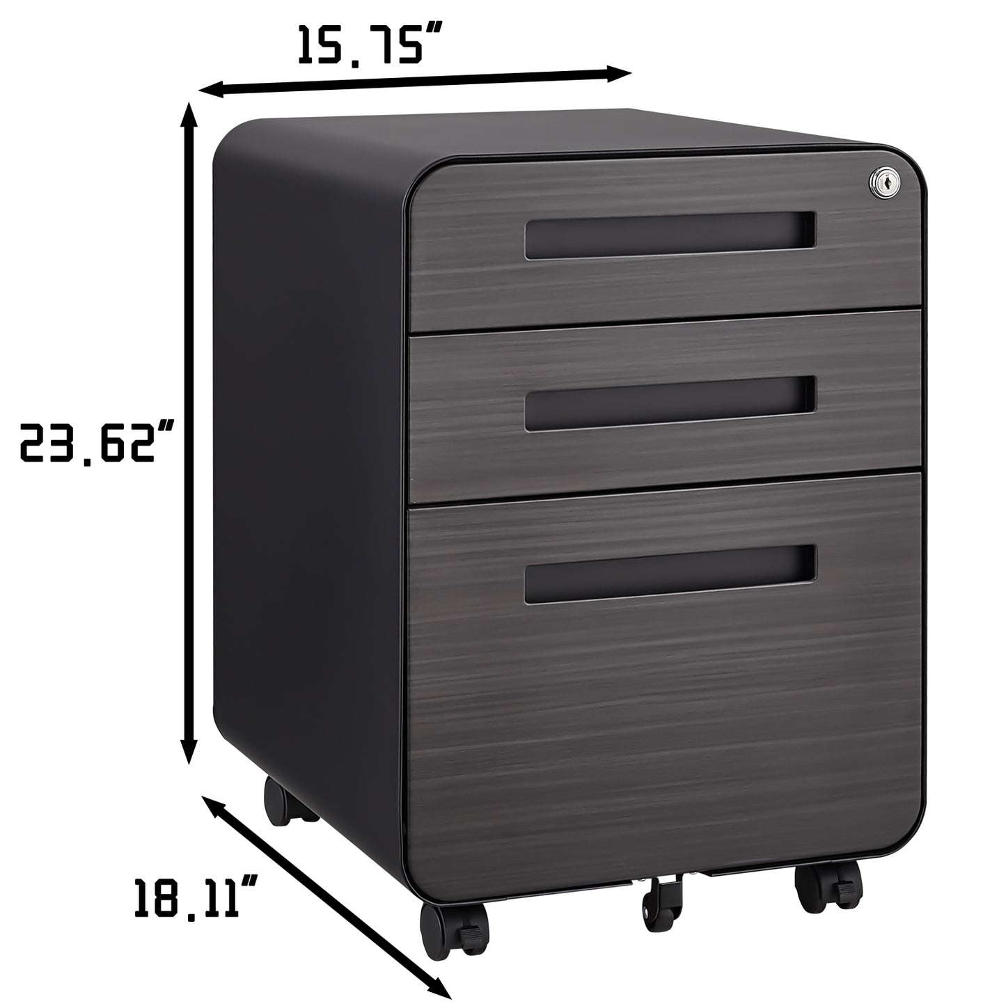 3 Drawer Mobile File Cabinet Under Desk Office