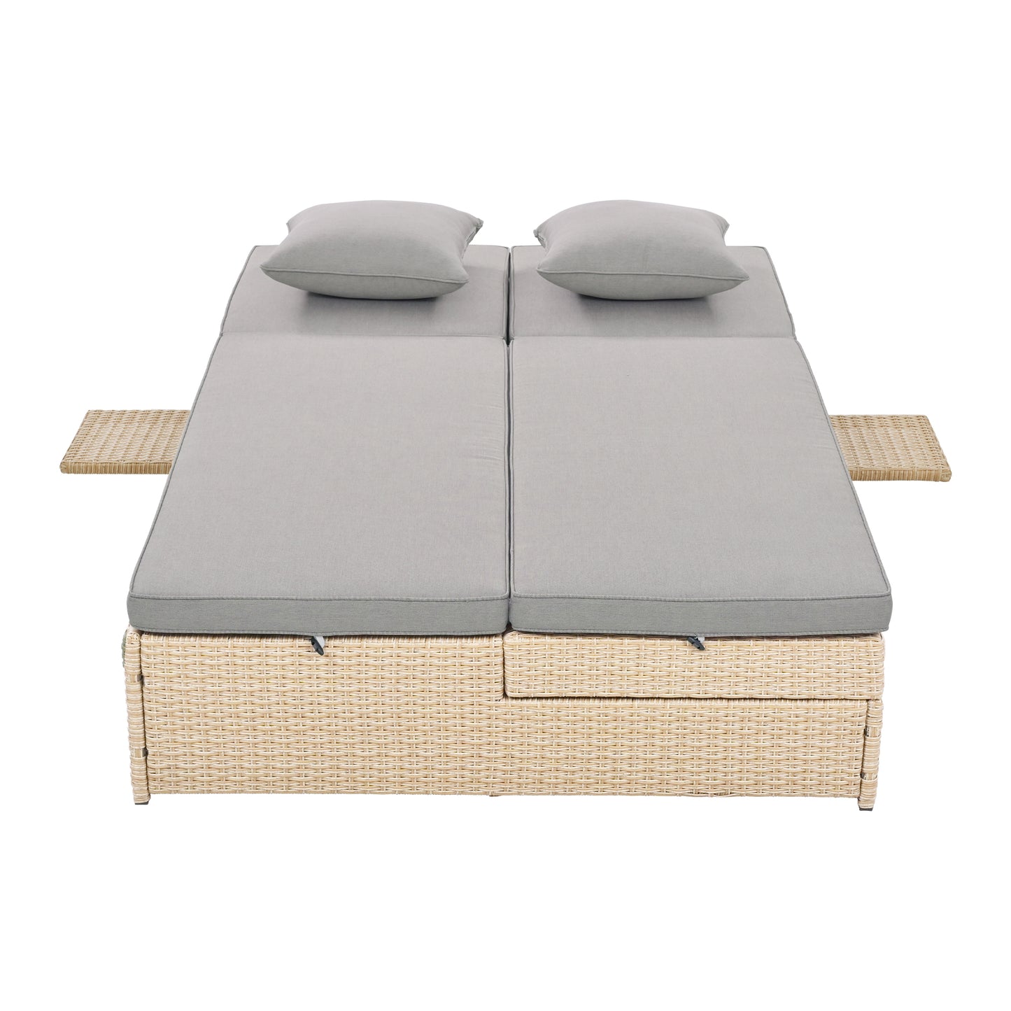 Outdoor Double Patio, Reclining Chairs, Adjustable Backrest Seat