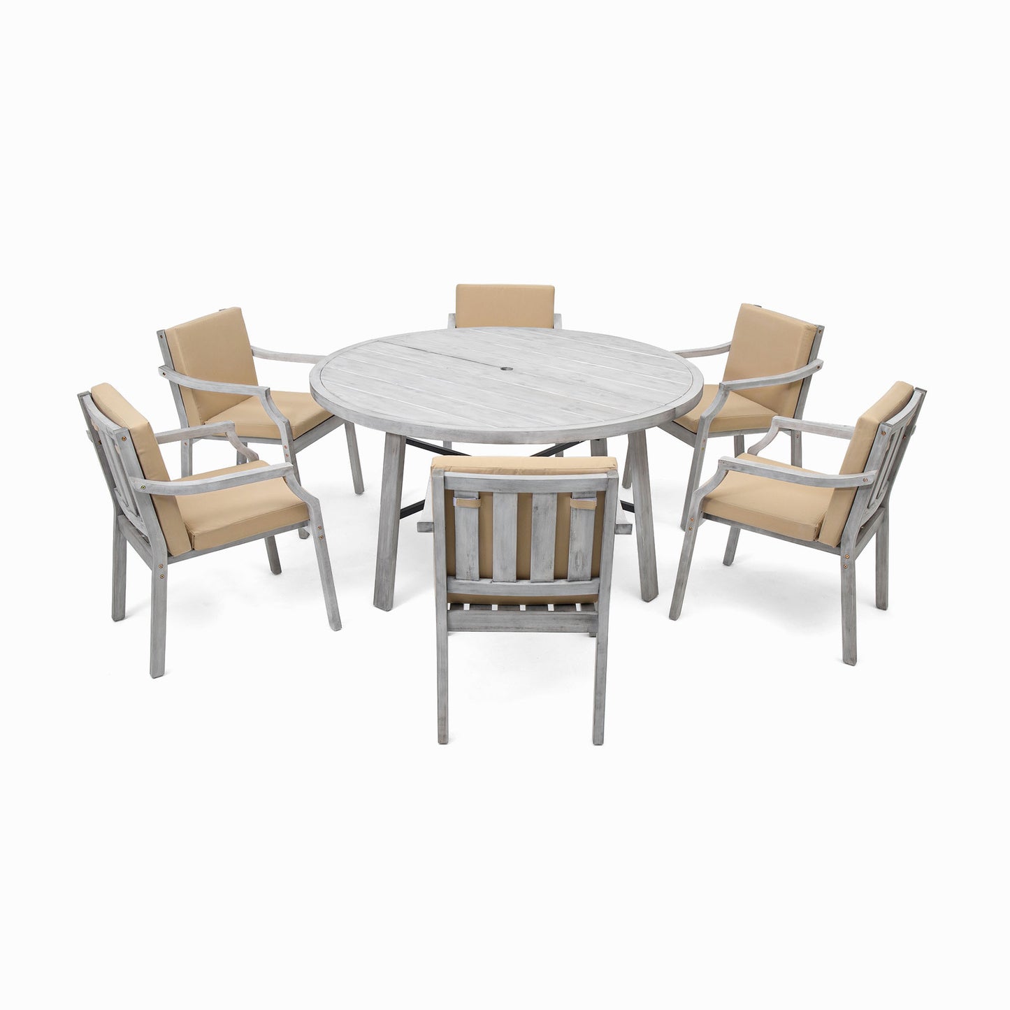 Outdoor Dinning Set 6-Person Outdoor, Umbrella Removable Cushions