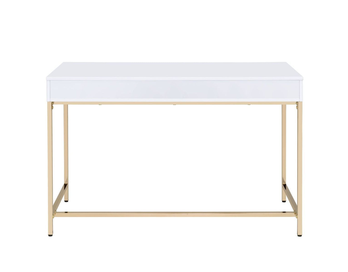 ACME Ottey Desk in White High Gloss & Gold