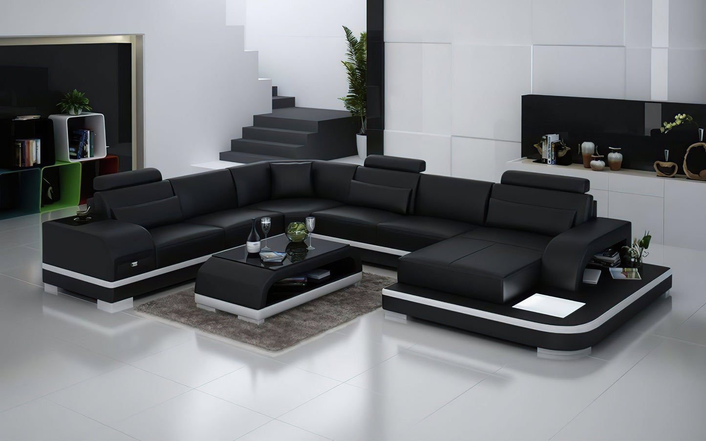 Leather Sectional with LED Lights