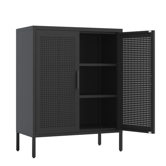 Metal Storage Cabinet with 2 Doors and 2 Adjustable Shelves