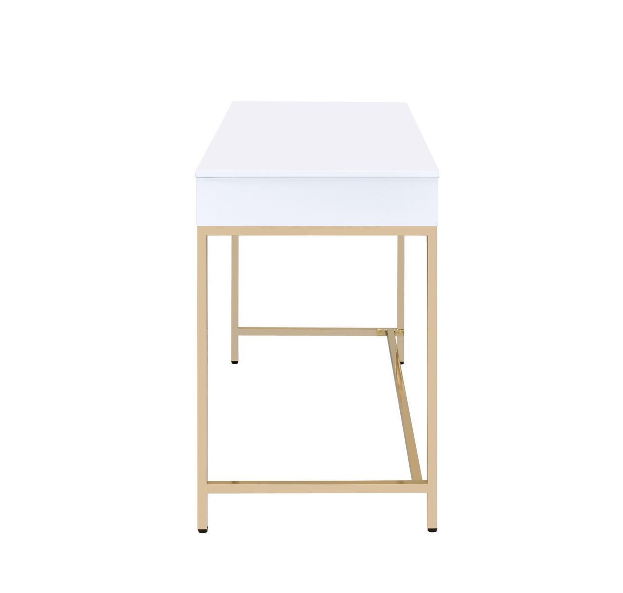 ACME Ottey Desk in White High Gloss & Gold