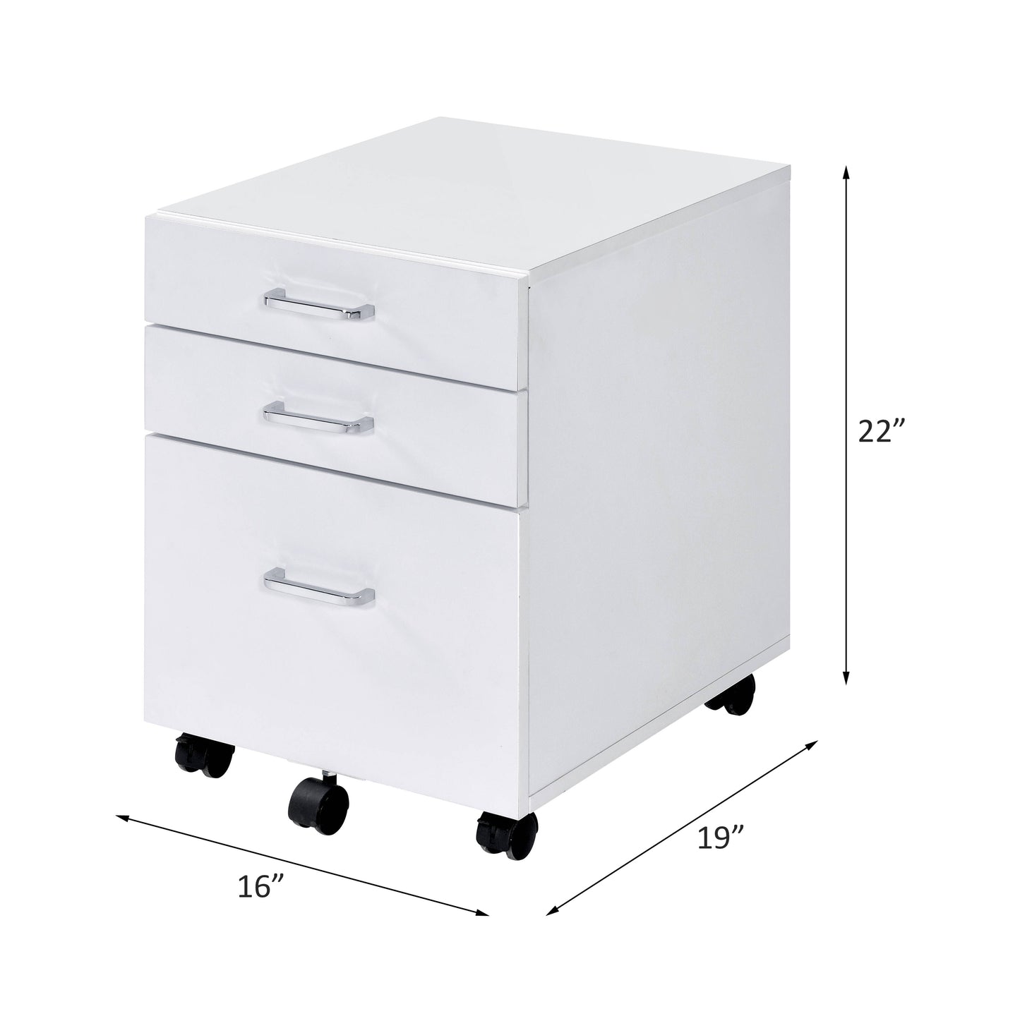 ACME Tennos Cabinet, White & Chrome Finish