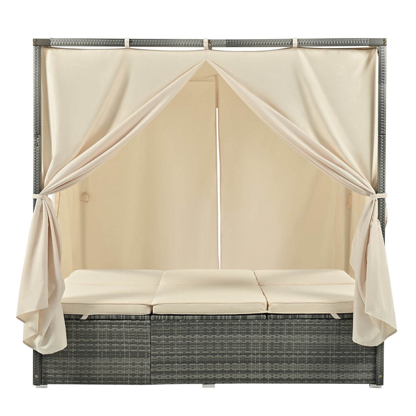 U_Style Adjustable Sun Bed With Curtain, High Comfort