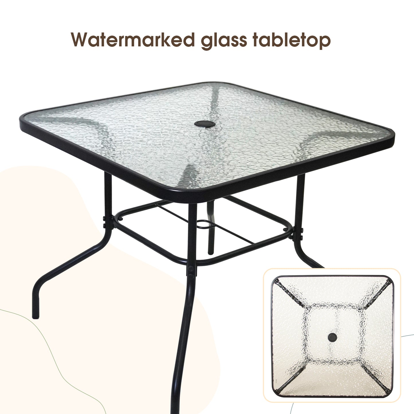 Outdoor Patio Dining Set for 4 People, Table and Chair Set, Umbrella