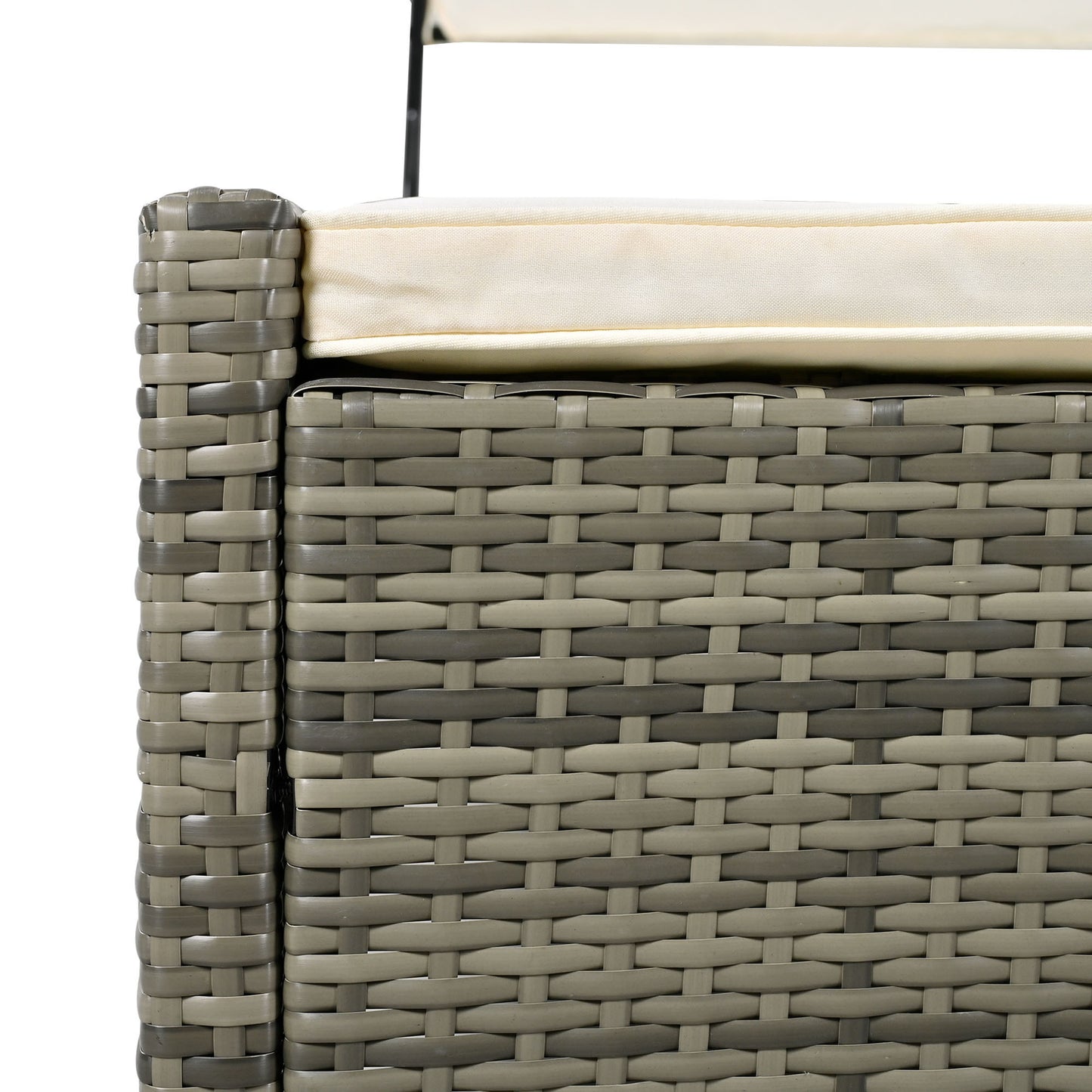 Patio Daybed Outdoor Daybed, Shelter Roof, Adjustable Backrest, Storage Box
