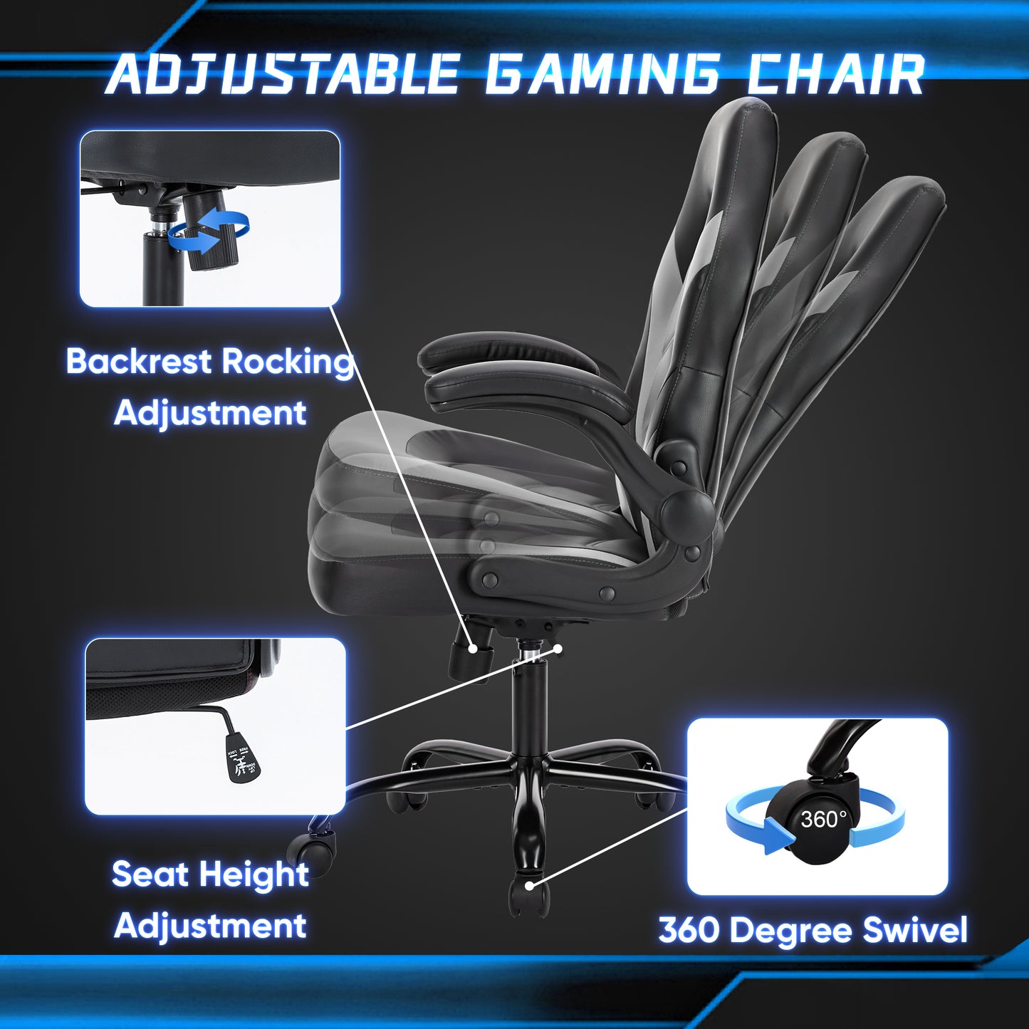 Gaming Chair Leather Computer Chair Ergonomic Lumbar Support