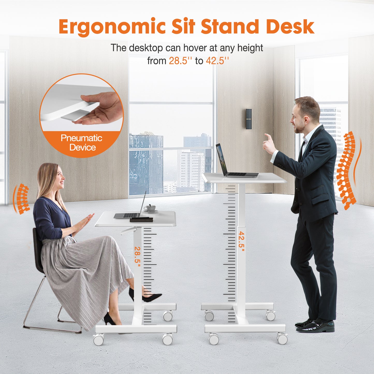 Mobile Rolling Standing Rolling Desk Laptop Computer Cart for Home