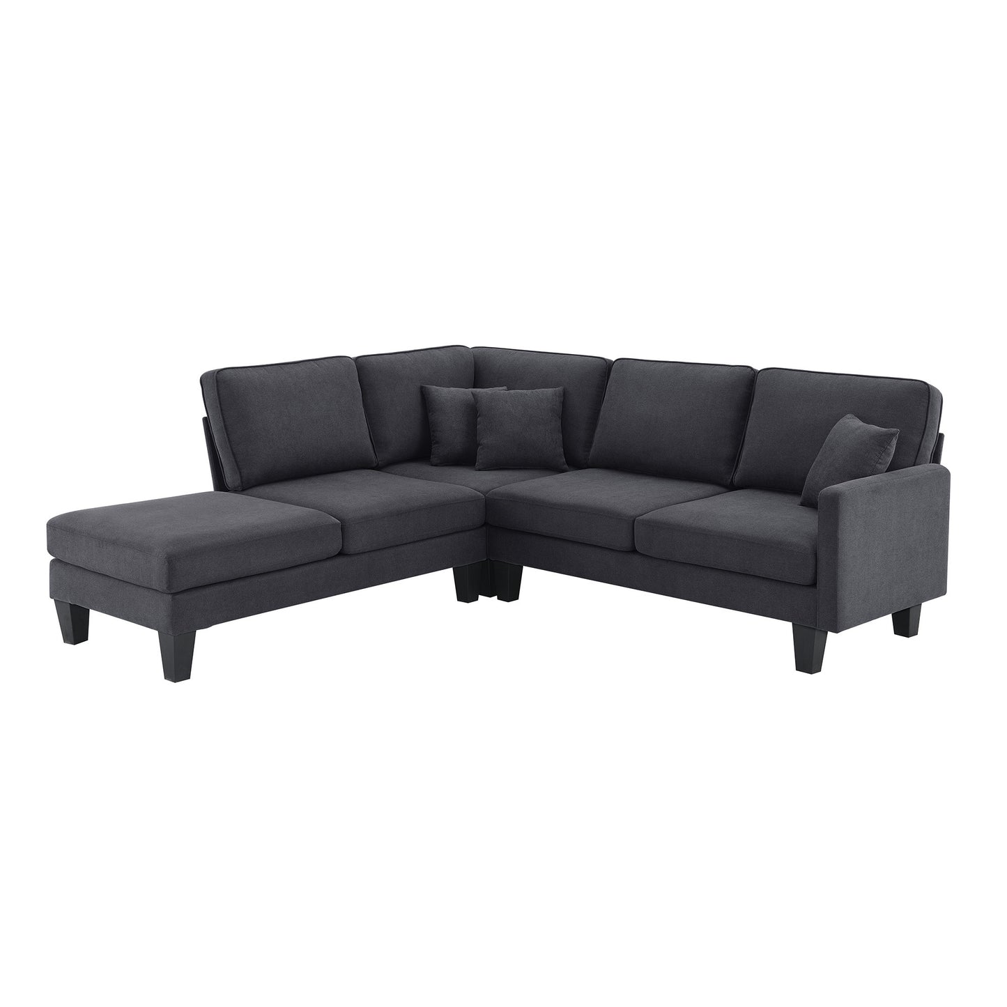 Terrycloth Sectional Sofa, 5-Seat Set, Chaise Lounge, L-Shape, Living Room, Grey