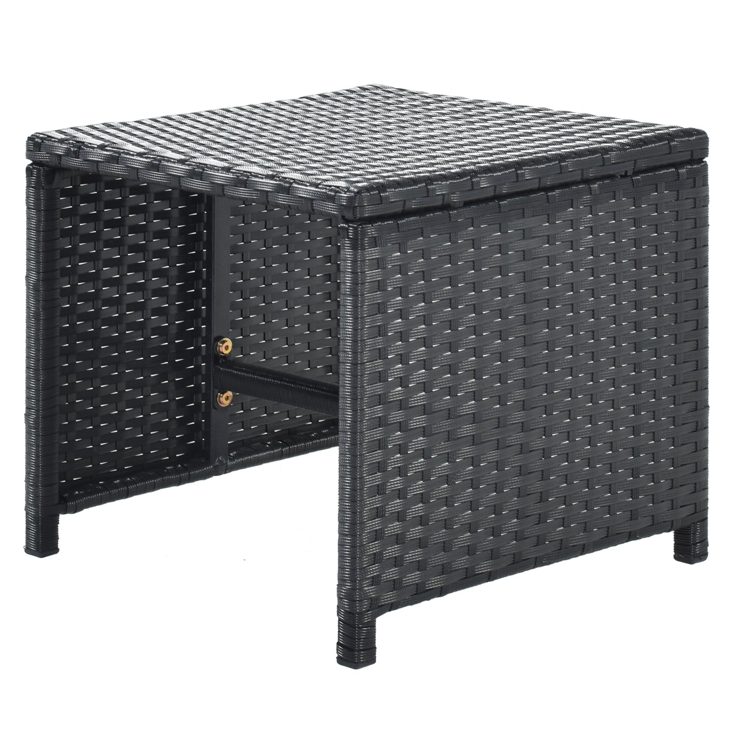9-Piece Dining Set, Wood Tabletop, Black Rattan, Beige Cushion