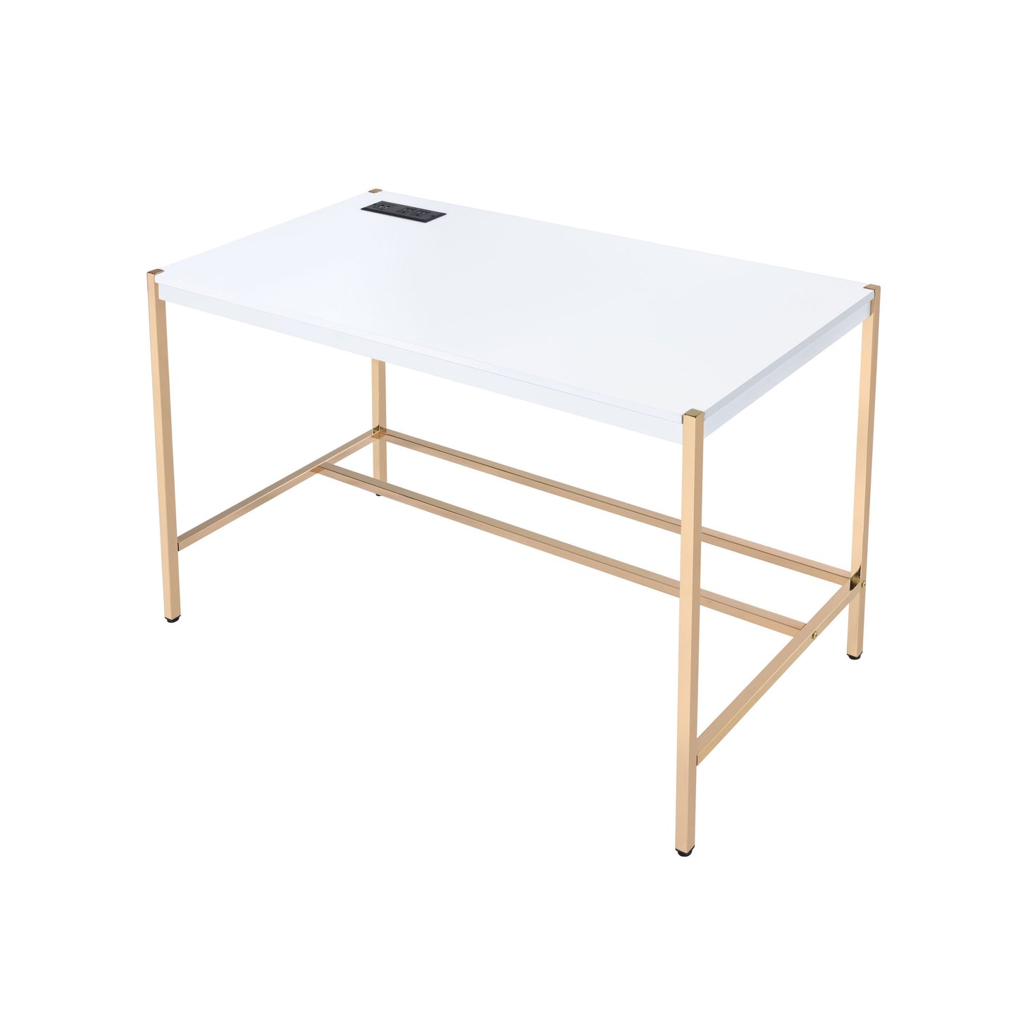 ACME Midriaks Writing Desk w/USB Port in White & Gold Finish