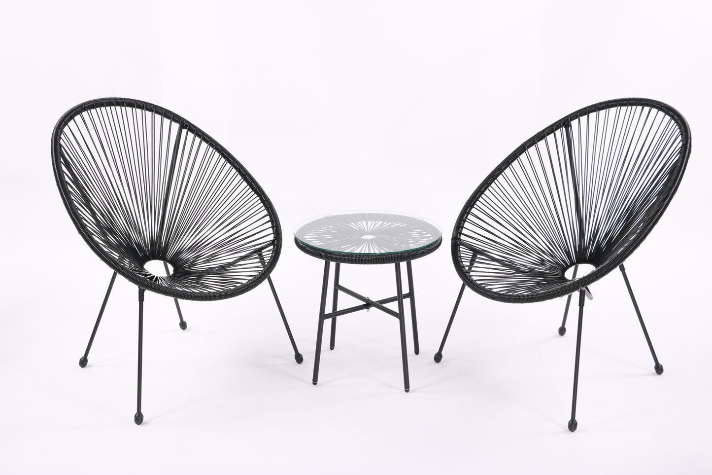 3 Piece Patio Bistro Conversation Set with Side Table, All-Weather