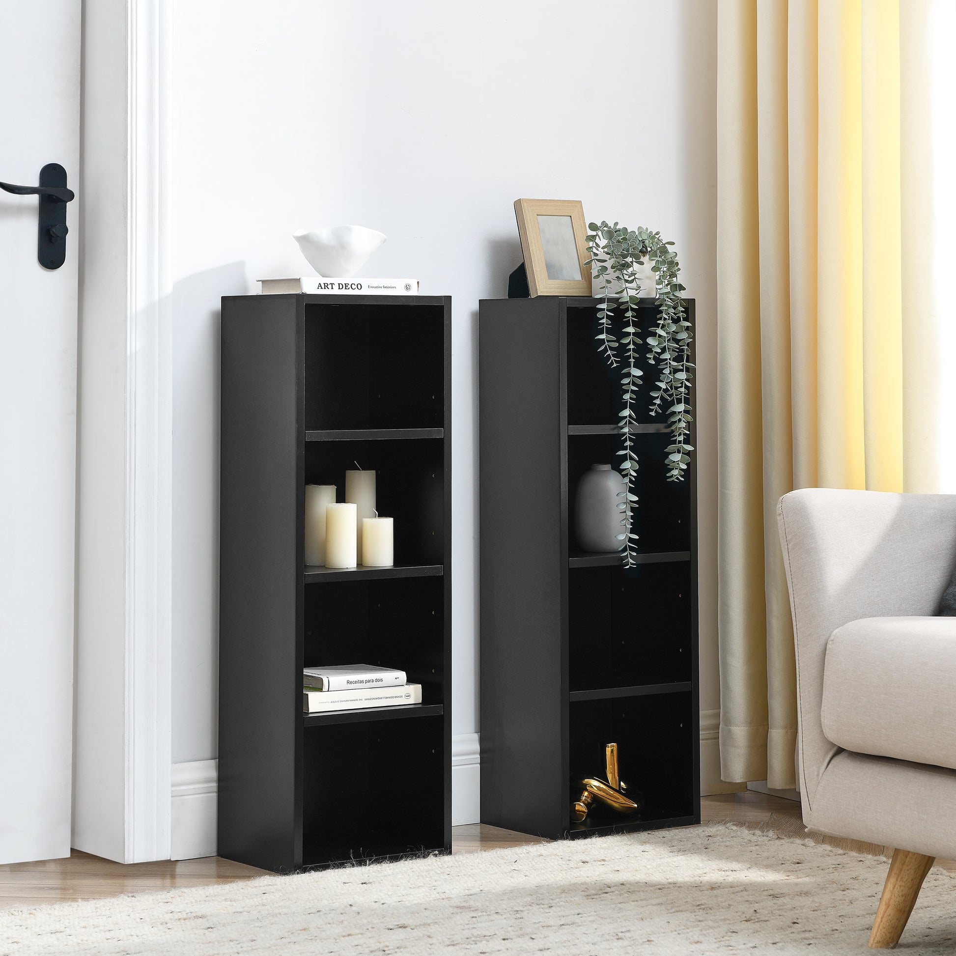 Slim Storage Cabinet with Adjustable Shelves for Home Office