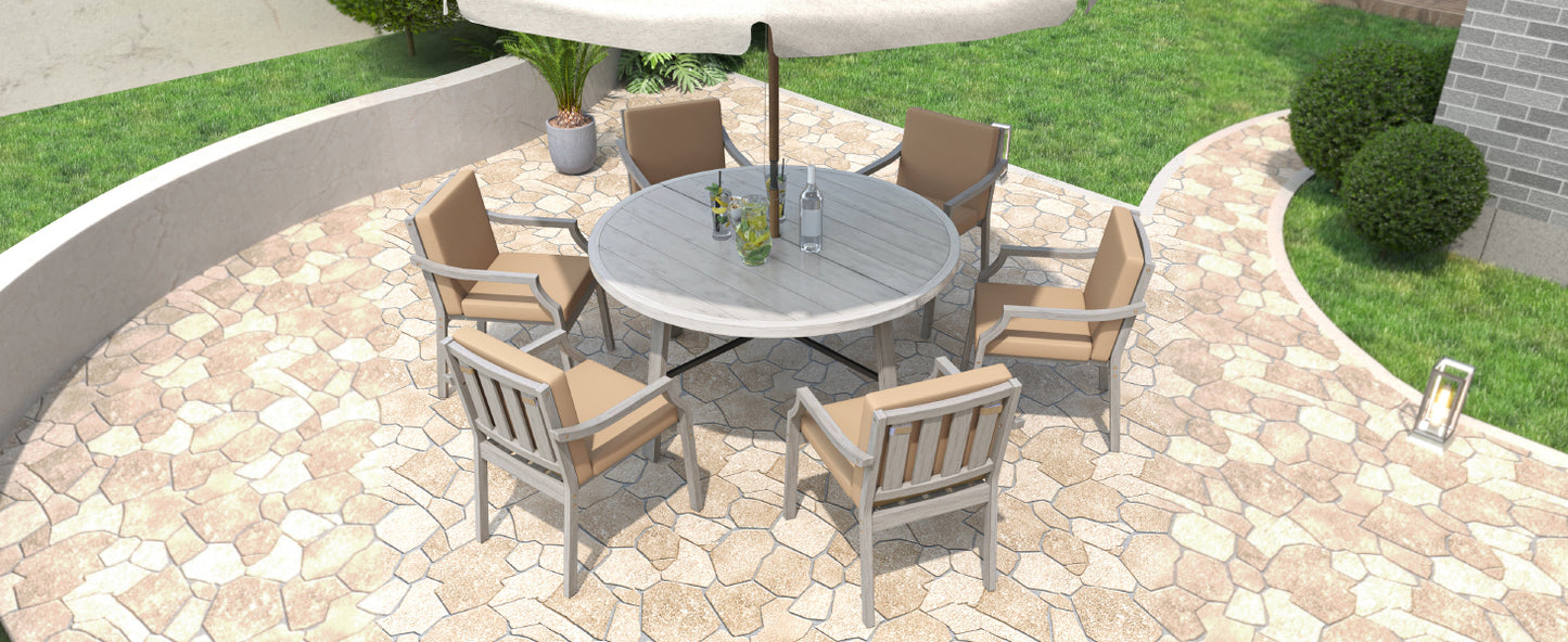 Outdoor Dinning Set 6-Person Outdoor, Umbrella Removable Cushions