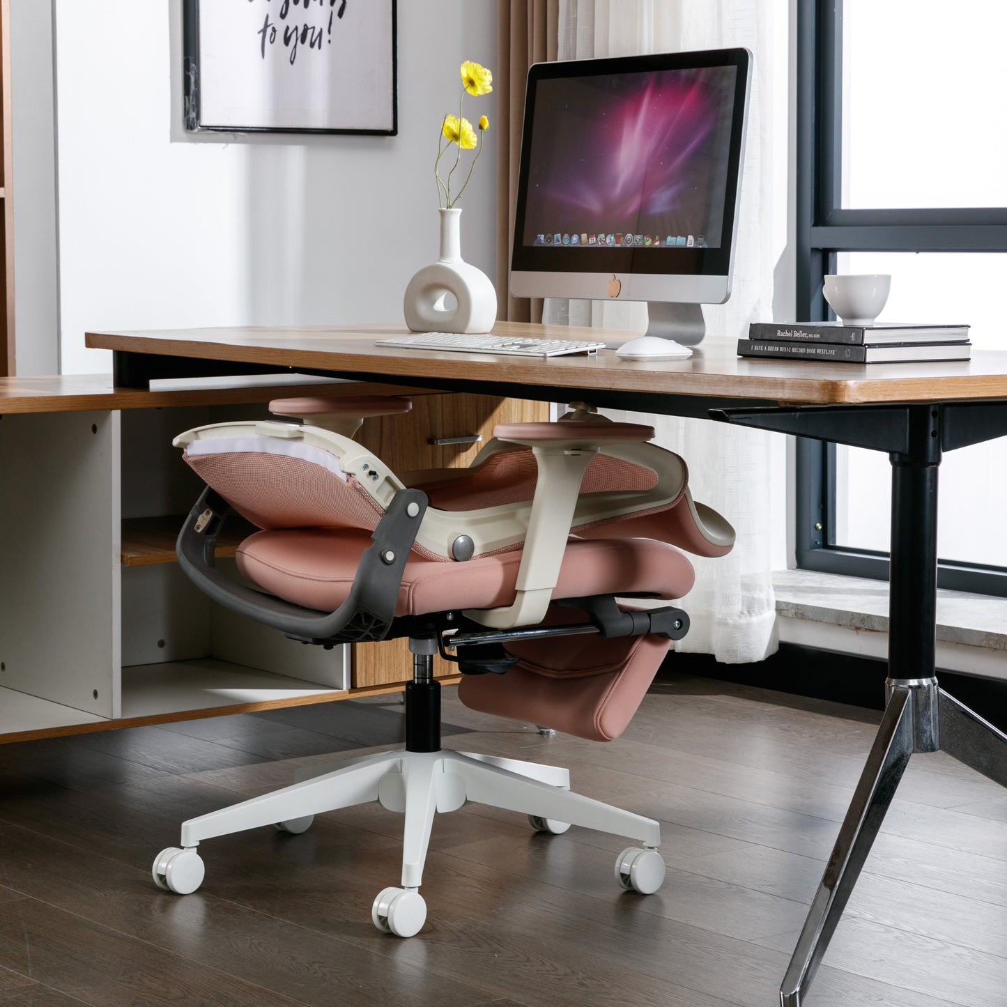 High Back Office Chair tilt function, pink
