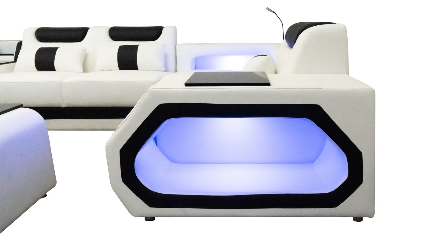 Modern Leather Sectional with Console